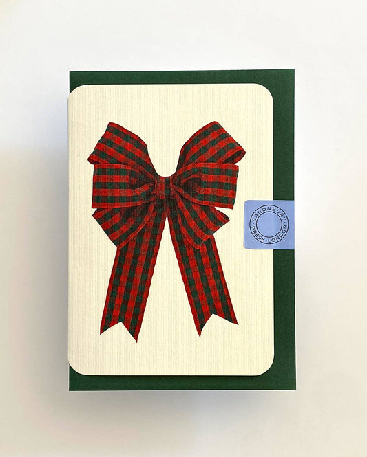 Tartan Check Bow Greeting Card