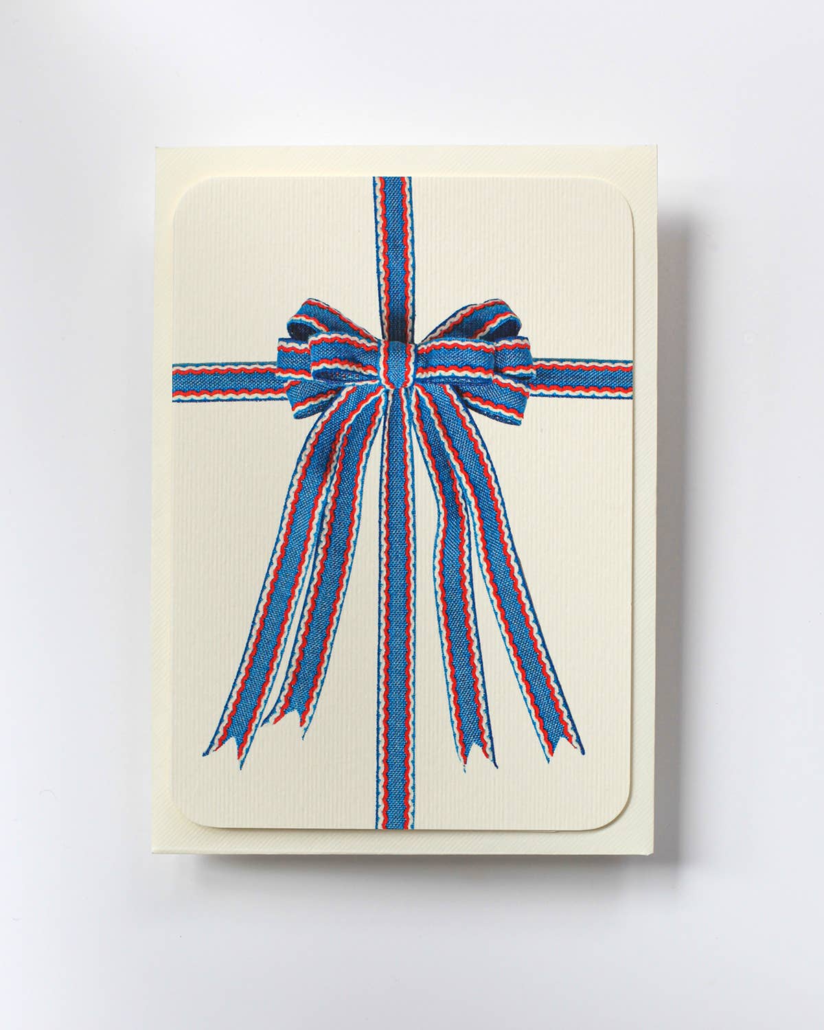 Blue, Red & White Bow Greeting Card