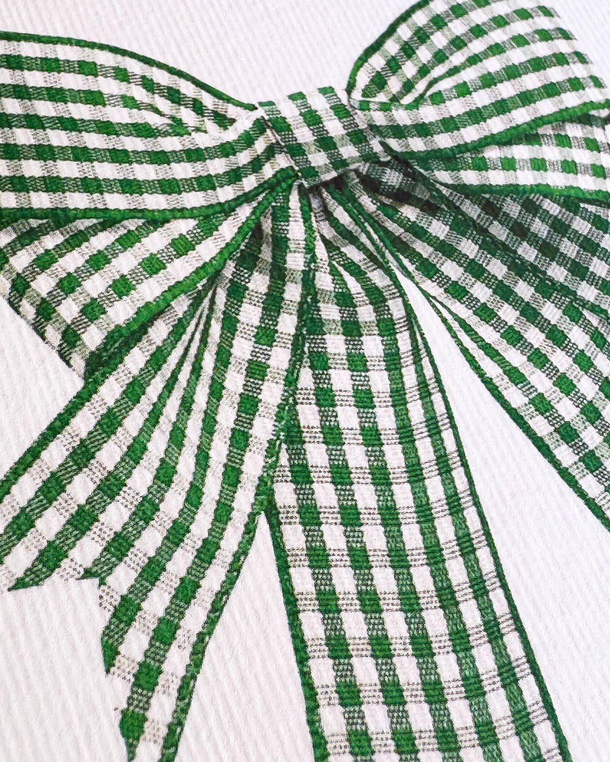 Double Tail Green Gingham Bow Greeting Card