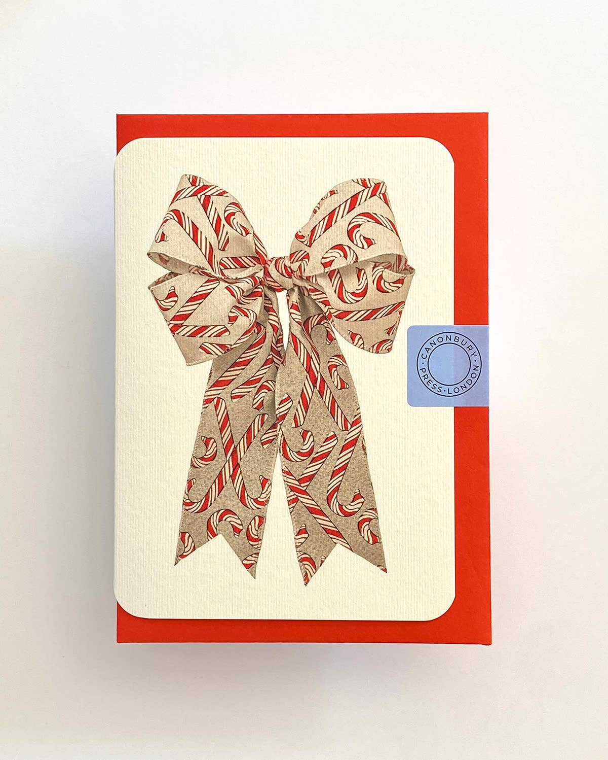 Candy Cane Bow Christmas Greeting Card