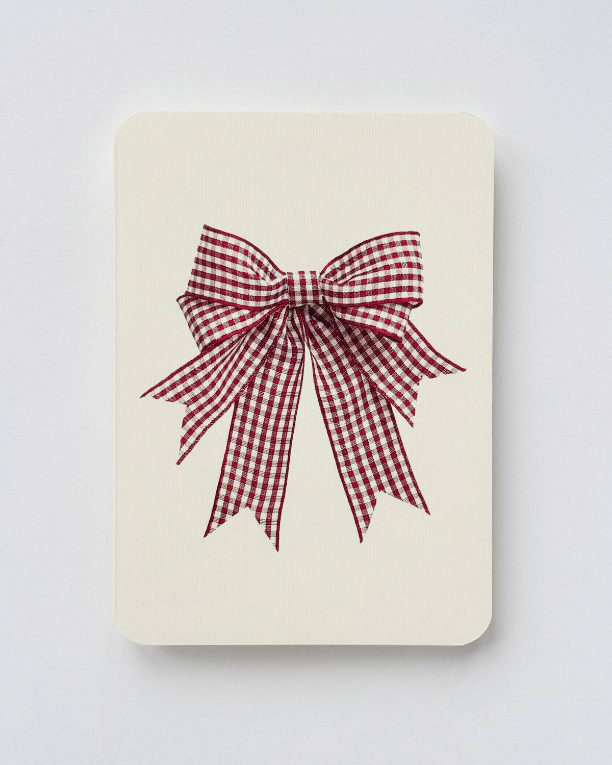 Double Tail Red Gingham Bow Greeting Card