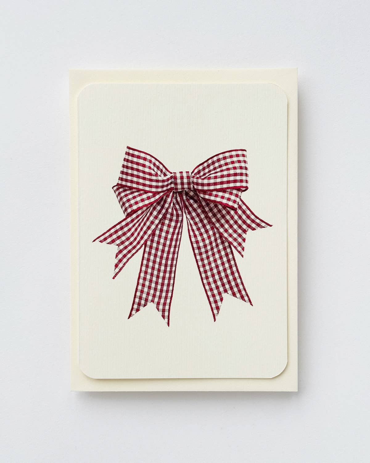 Double Tail Red Gingham Bow Greeting Card