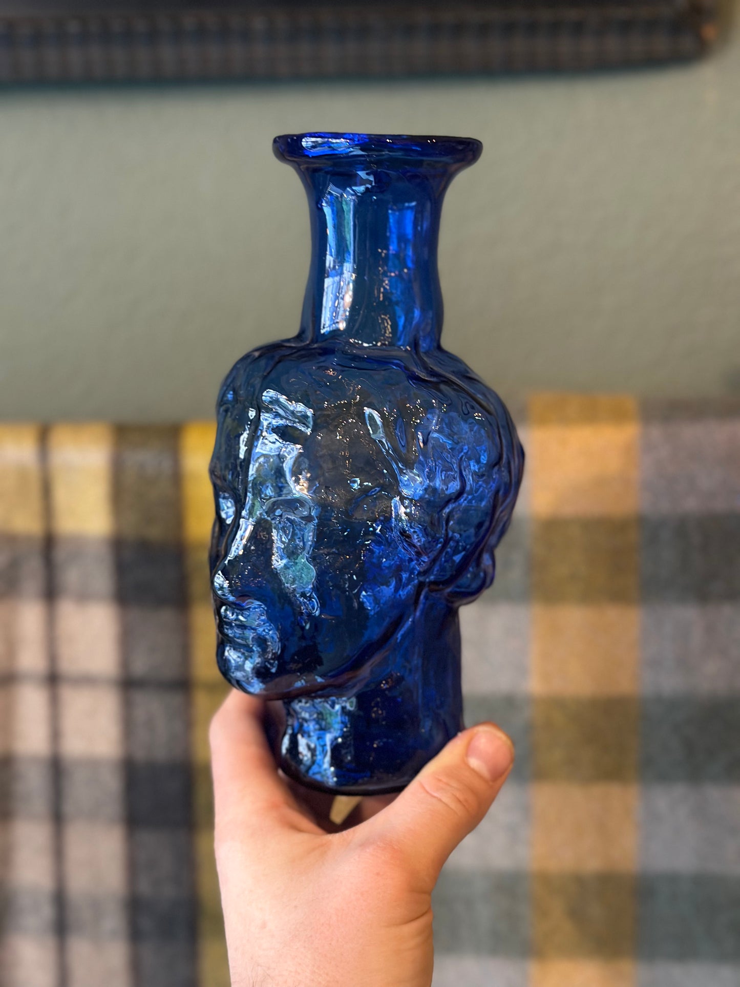 Handblown Roma Head Vase - Deep Blue