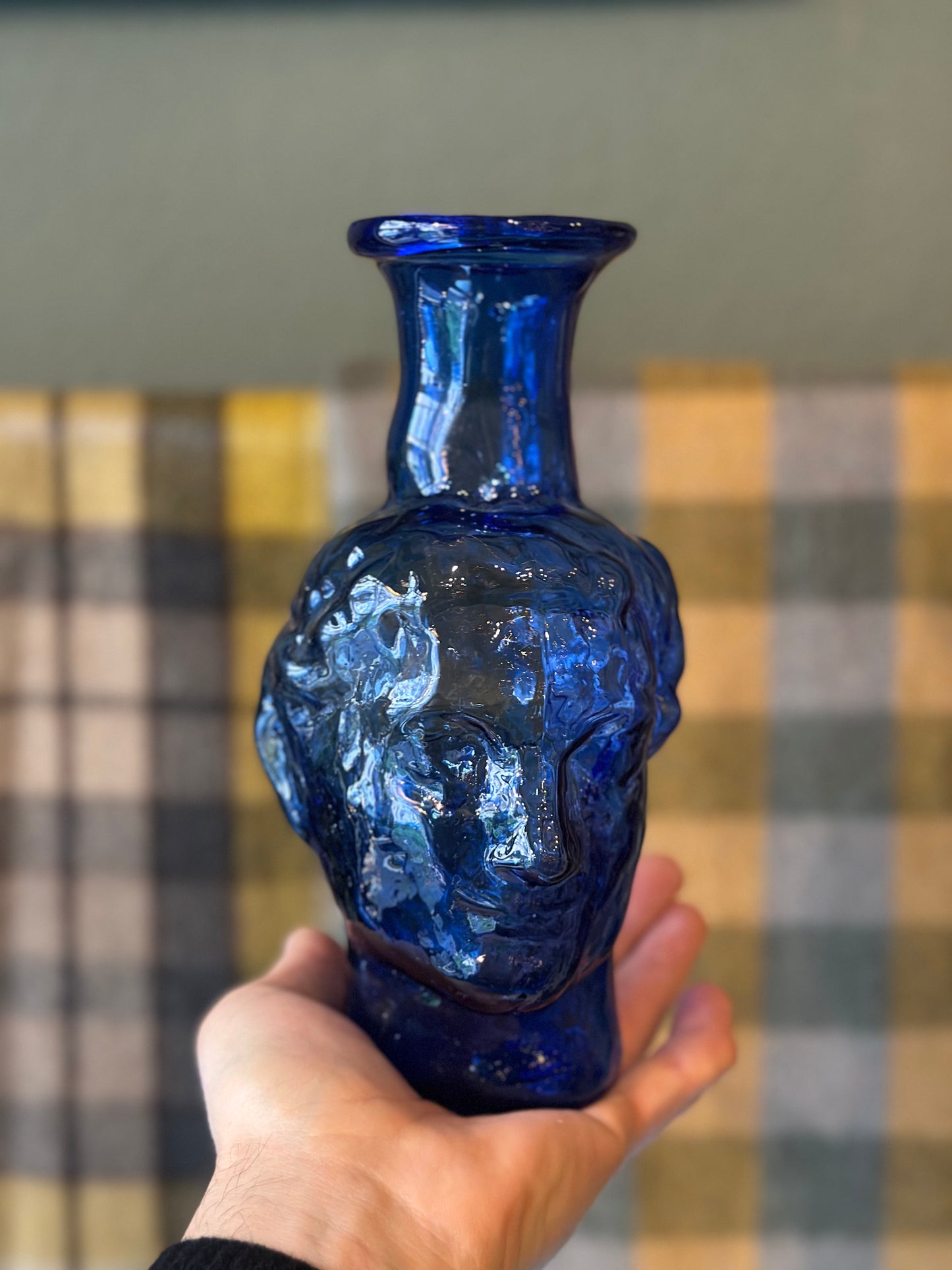 Handblown Roma Head Vase - Deep Blue