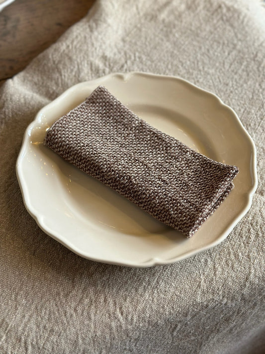 V.VM Wide Weave Linen Napkin - Brown - Set of 2