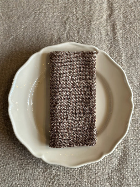 Set of 2 V.VM Wide Weave Linen Napkins - Brown