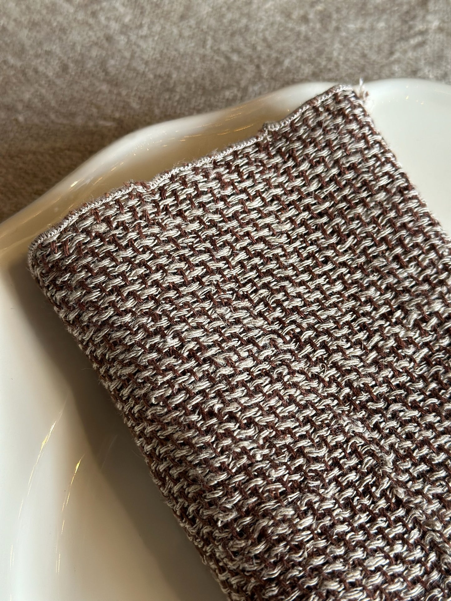 Set of 2 V.VM Wide Weave Linen Napkins - Brown