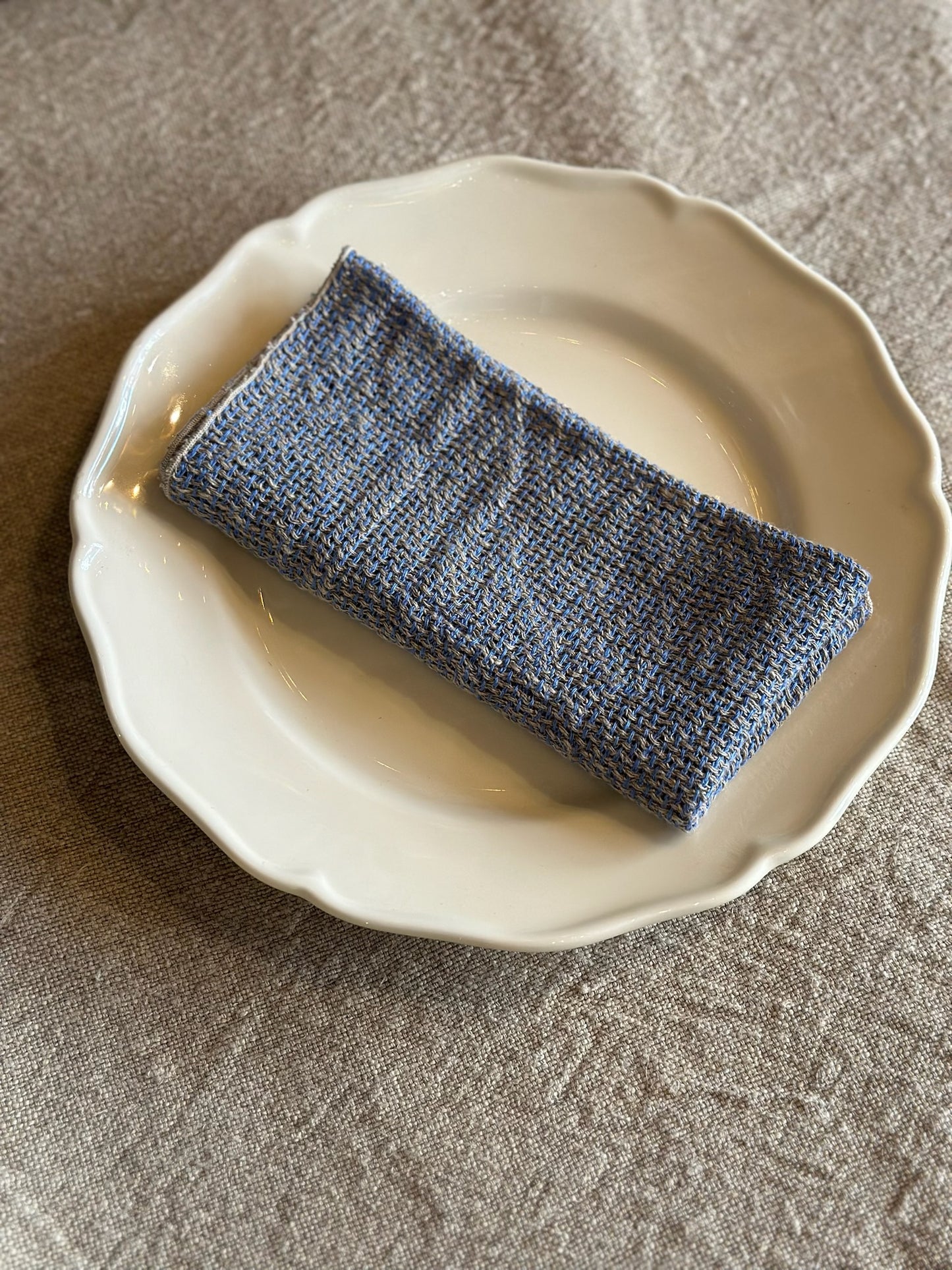 Set of 2 V.VM Wide Weave Linen Napkins - Blue