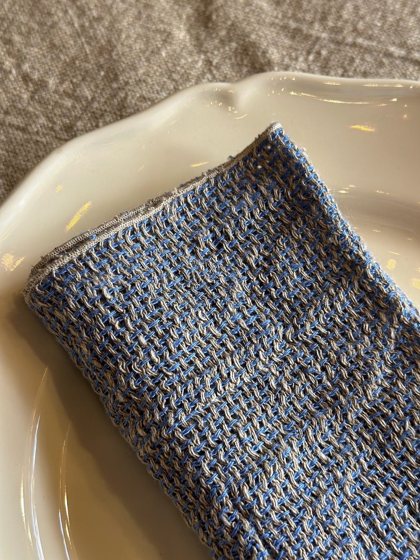 Set of 2 V.VM Wide Weave Linen Napkins - Blue