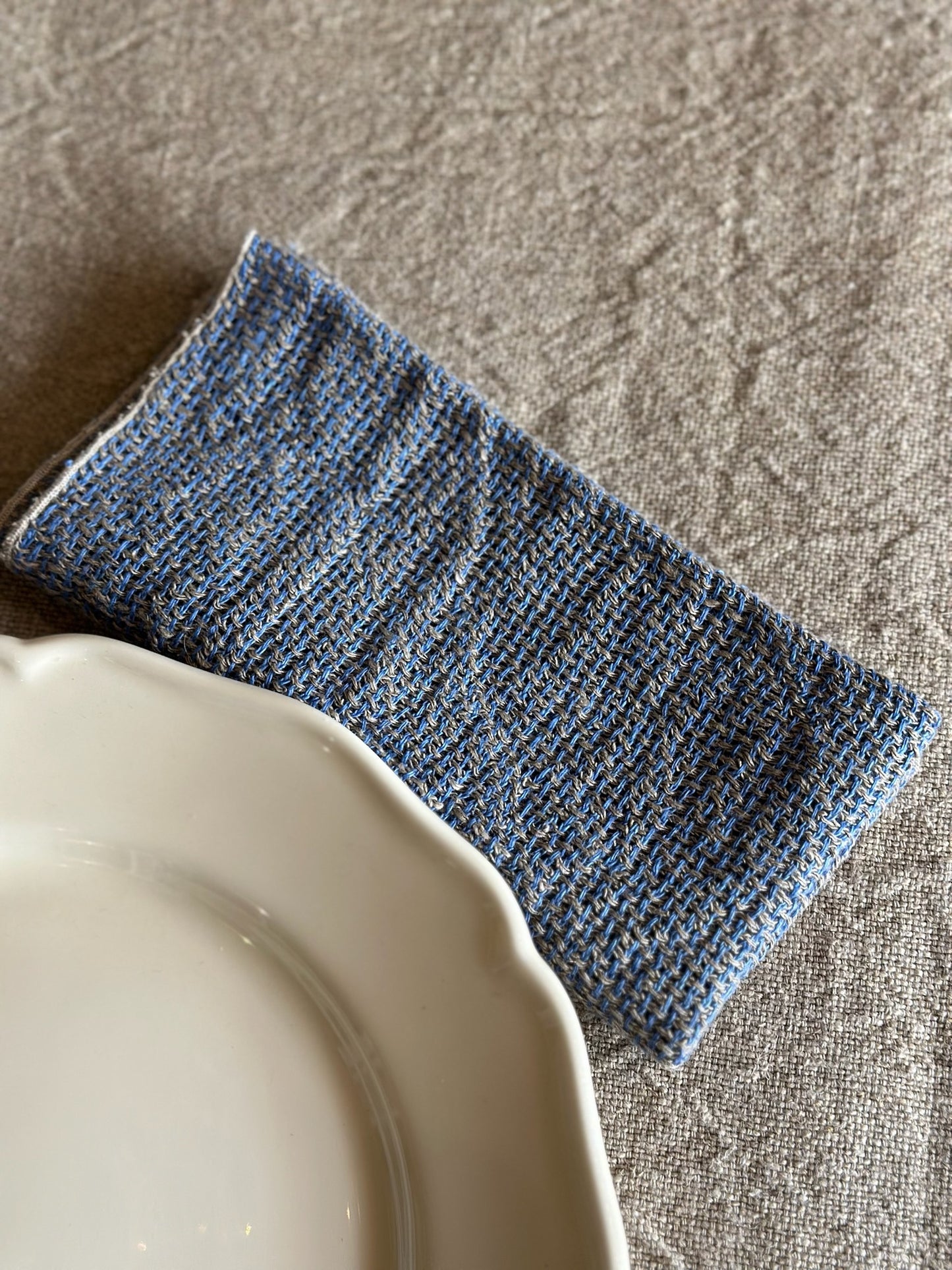 Set of 2 V.VM Wide Weave Linen Napkins - Blue