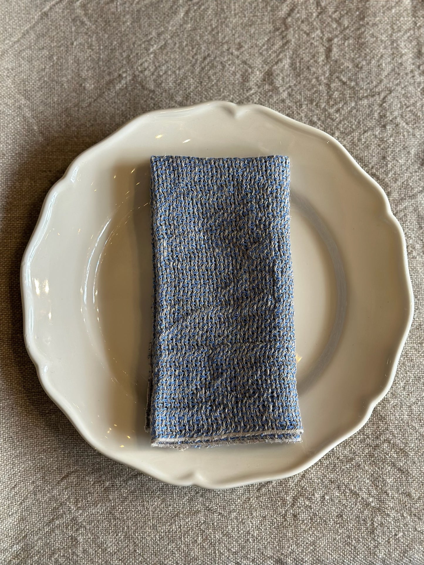 Set of 2 V.VM Wide Weave Linen Napkins - Blue