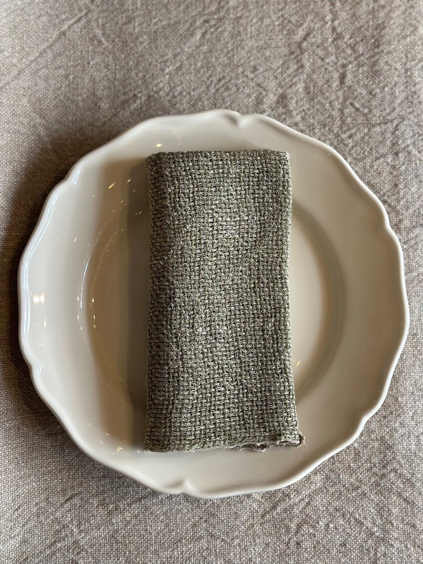 Set of 2 V.VM Wide Weave Linen Napkins - Olive