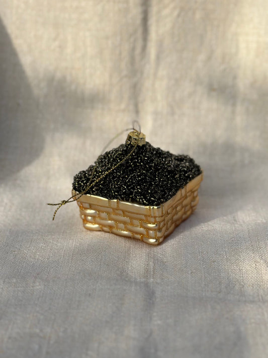 Glass Ornament - Basket With Blackberries