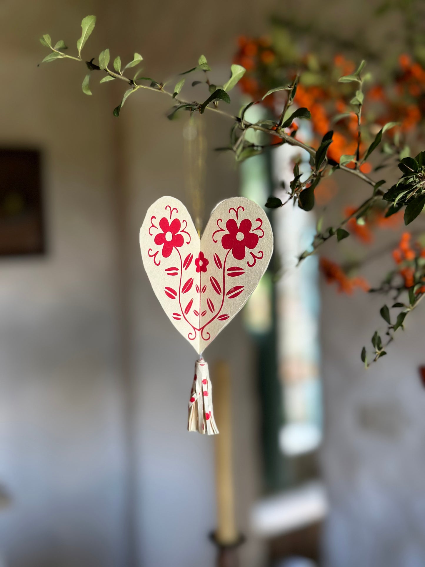 Ornamenti di cuori di carta festivi - Set di due