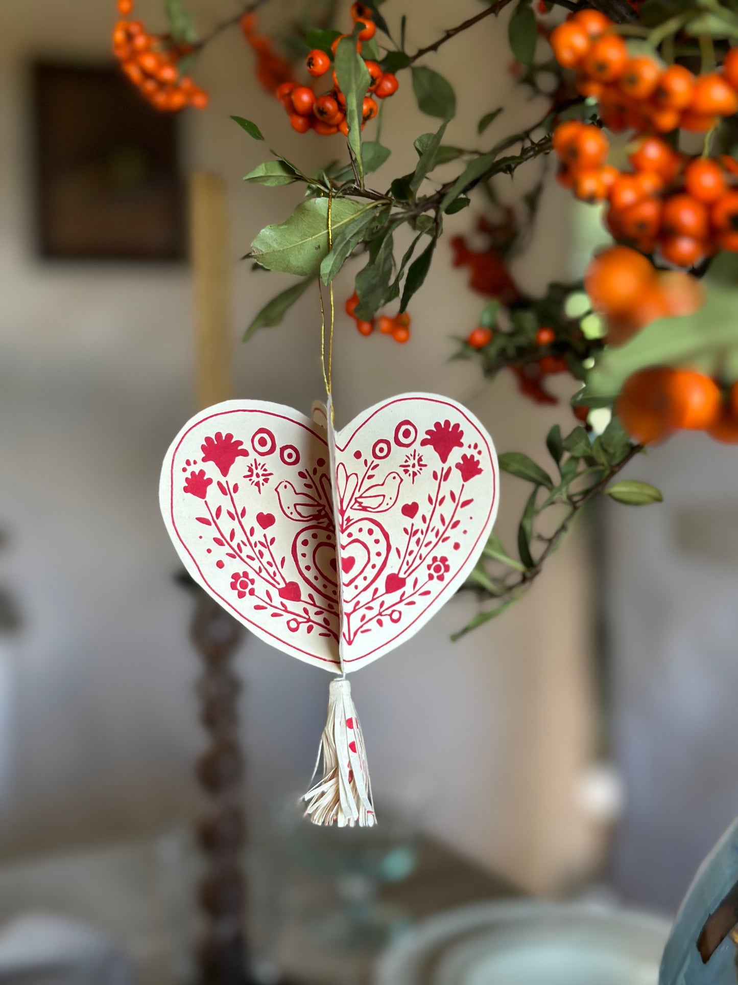 Ornamenti di cuori di carta festivi - Set di due