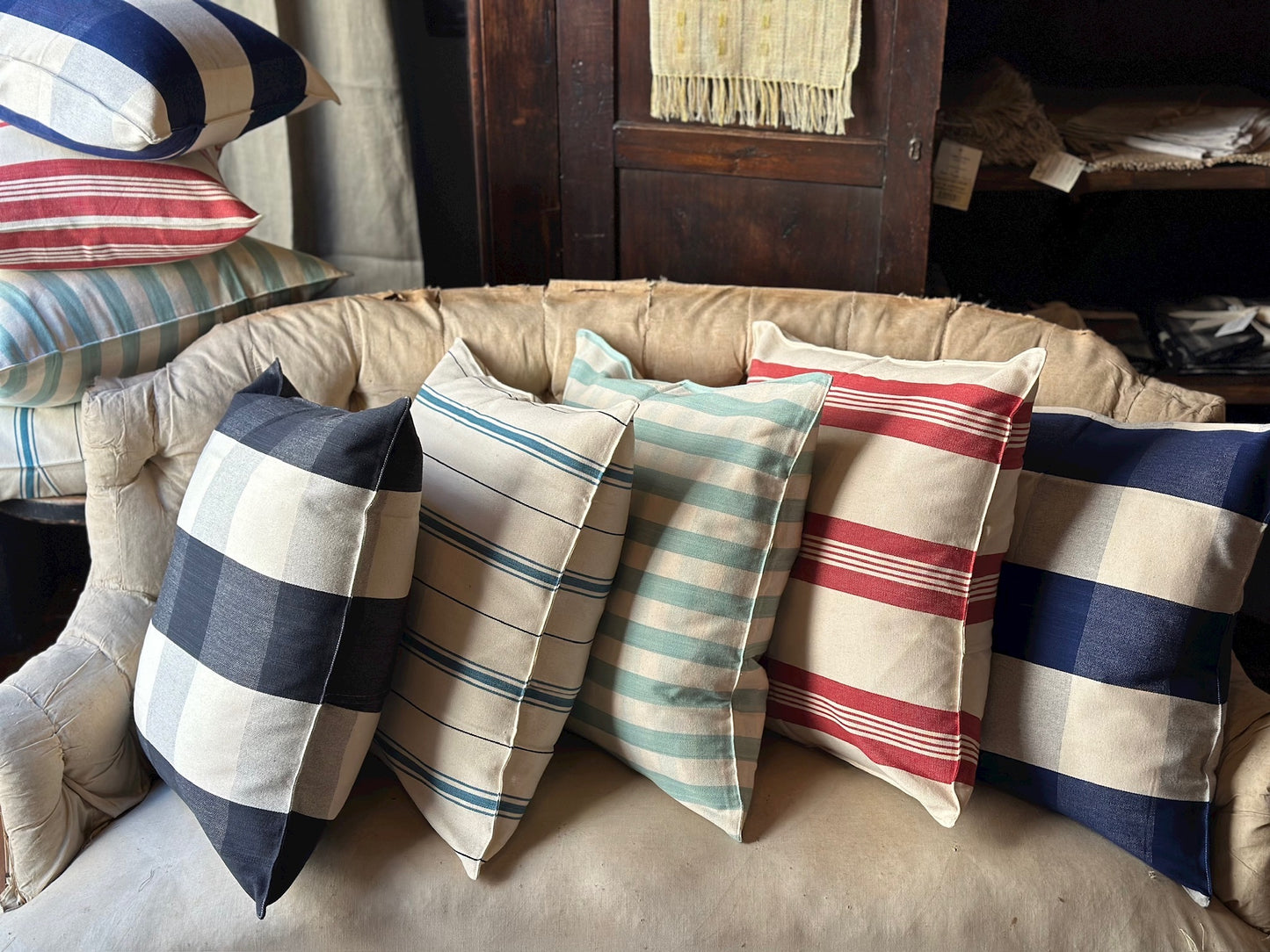 Tensira Deep Turquoise Stripe Cushion 100% Cotton - 50X50