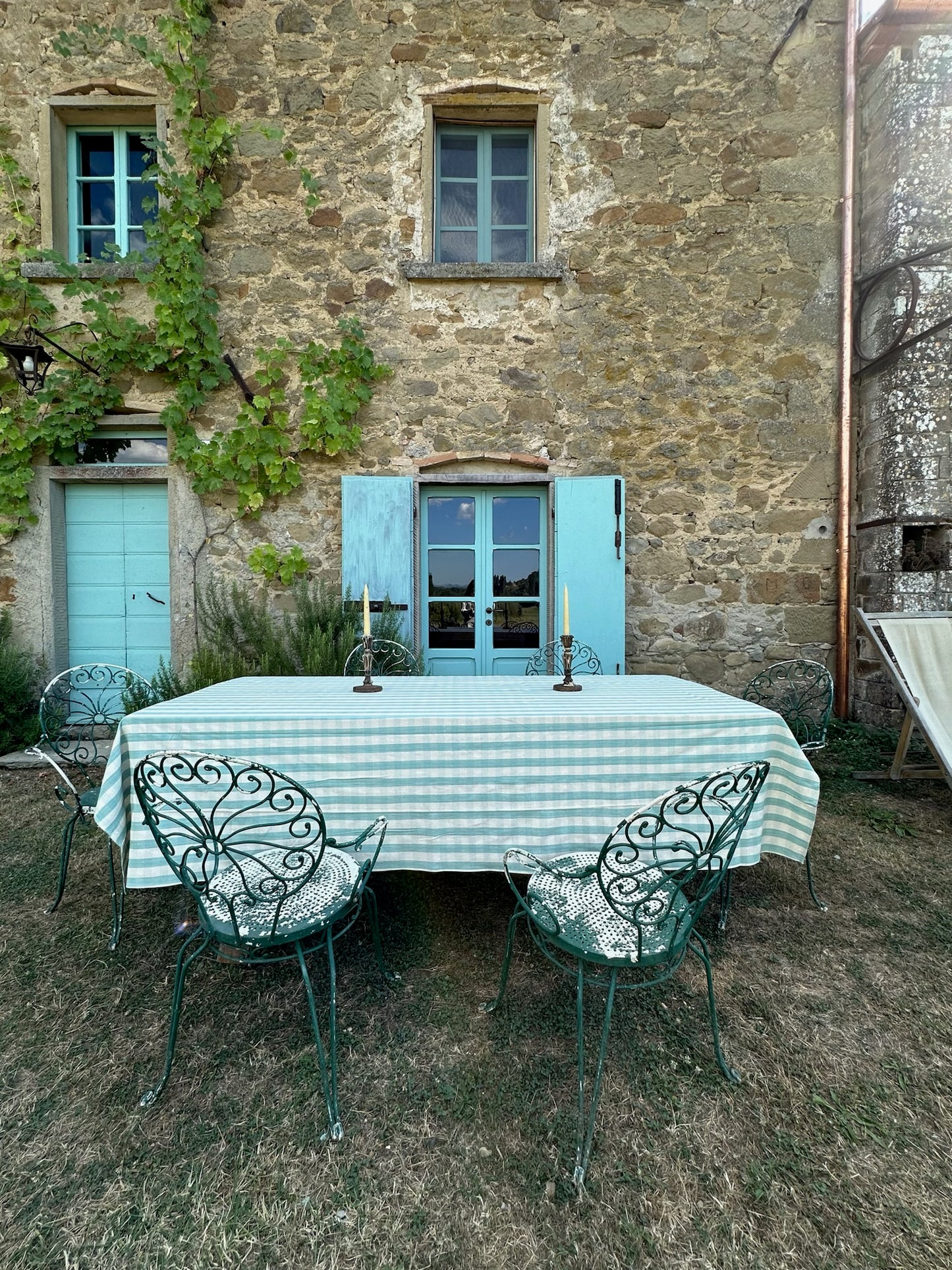 Tensira Sage Stripes Tablecloth 100% Cotton