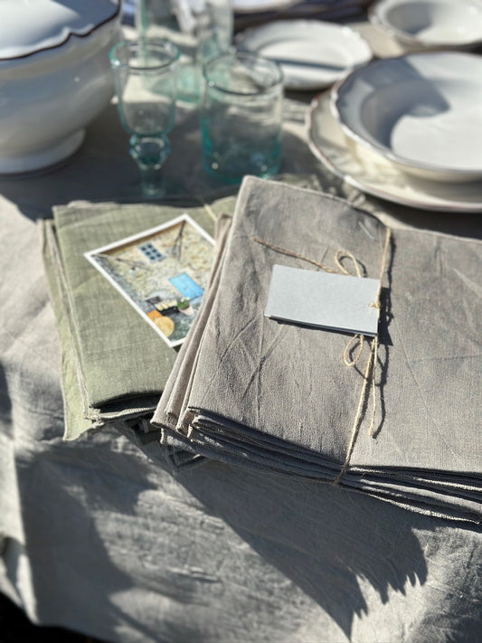 Set of 2 V.VM Linen Napkins - Natural Simple Stitch