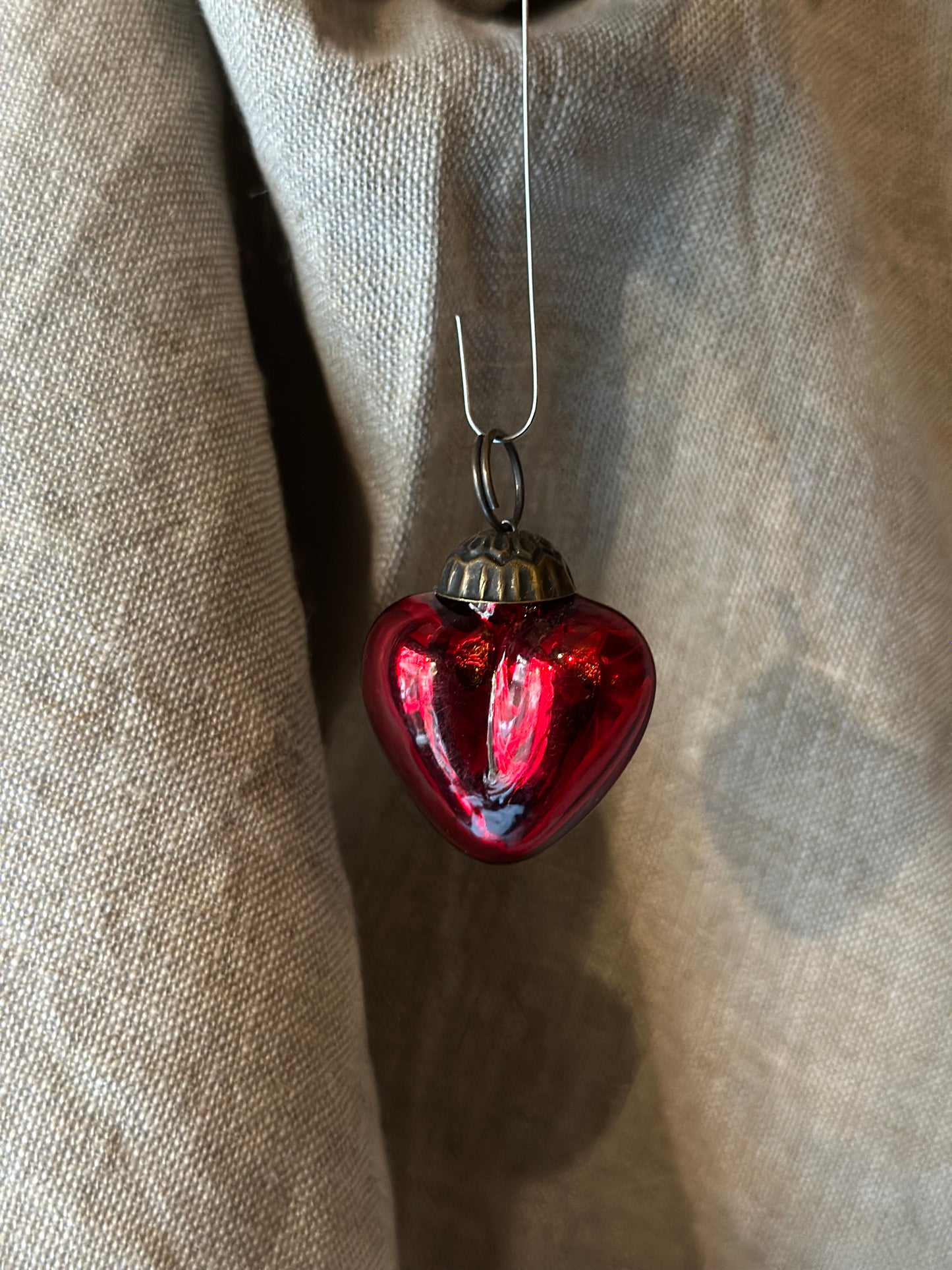 Red Glass Ornament - Small Heart