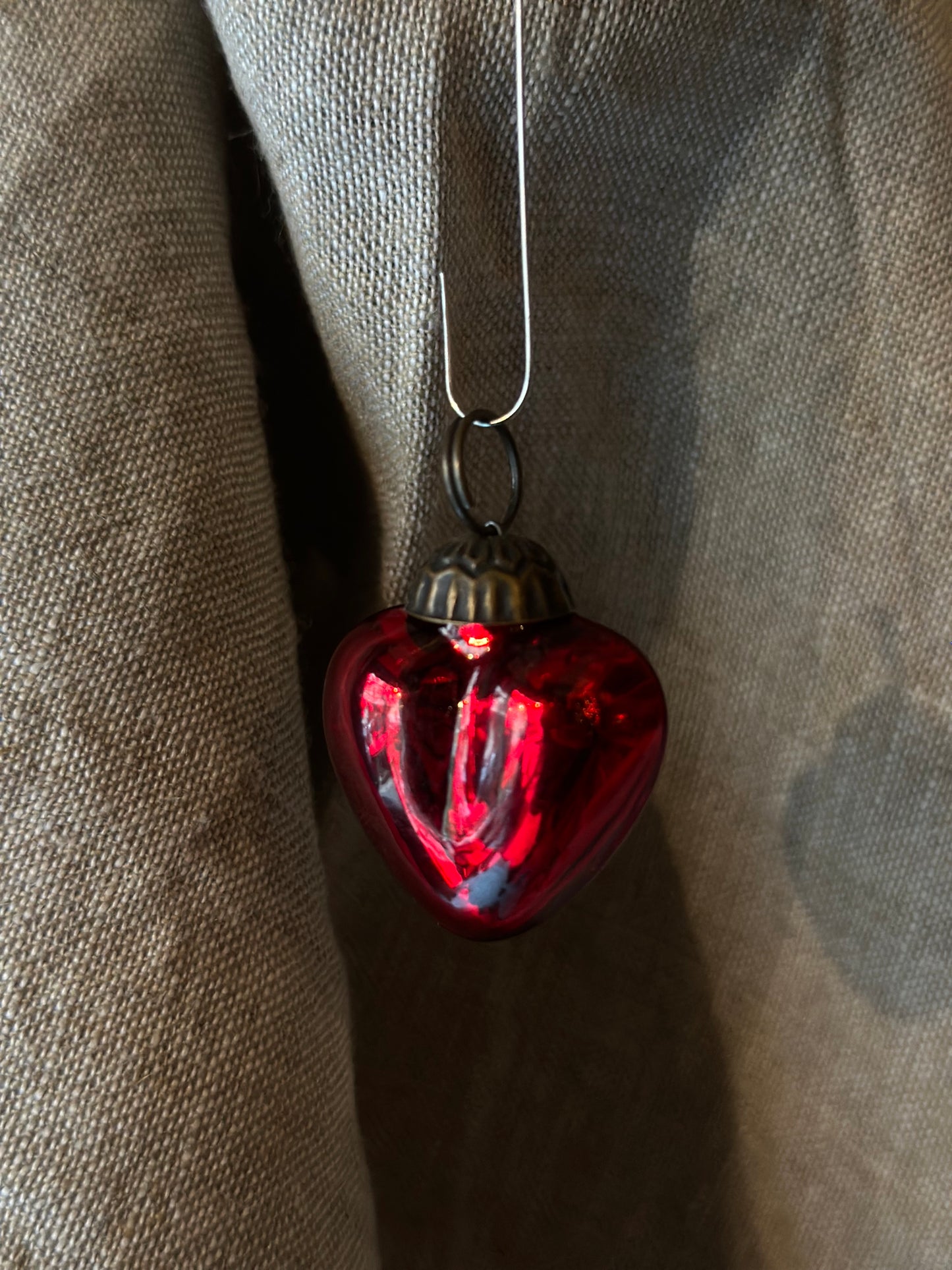 Red Glass Ornament - Small Heart