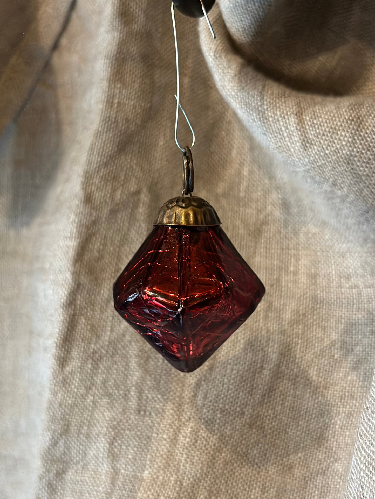 Red Glass Ornament - Small Diamond Shape