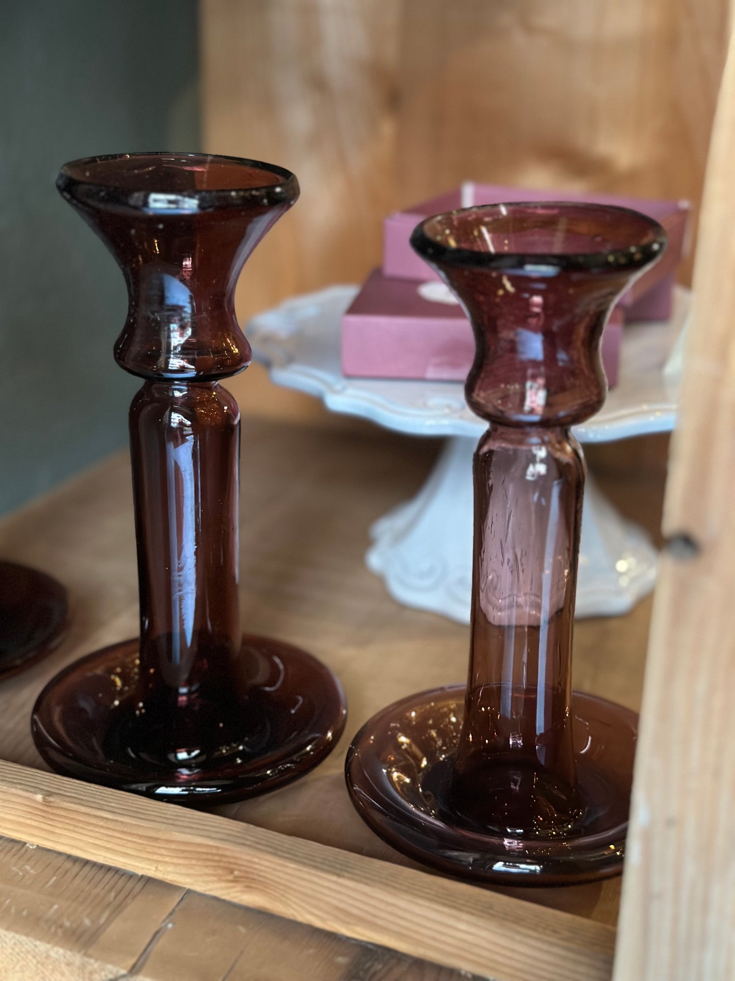 Handblown Glass Candleholder - Framboise