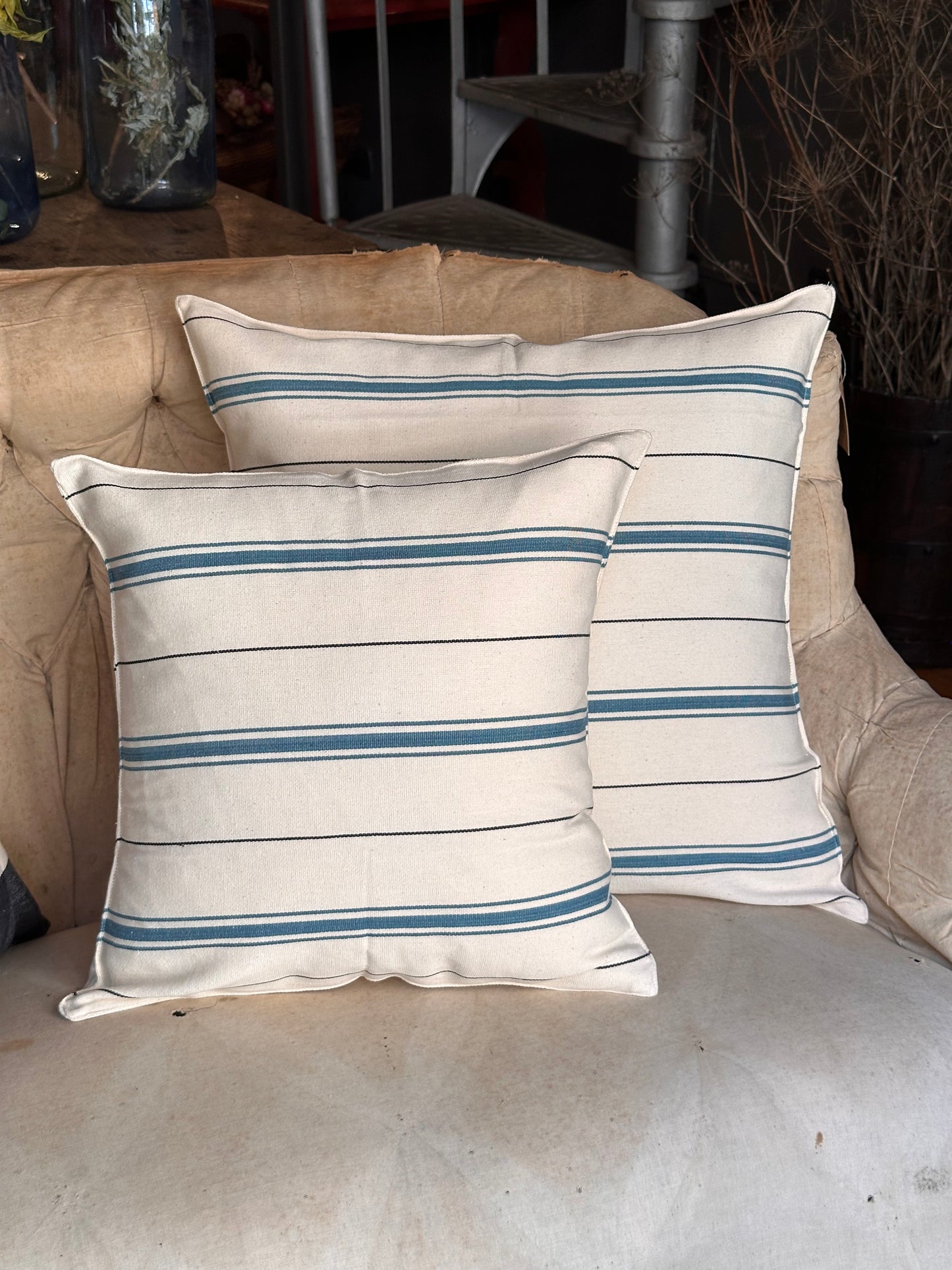 Tensira Deep Turquoise Stripe Cushion 100% Cotton - 40X40