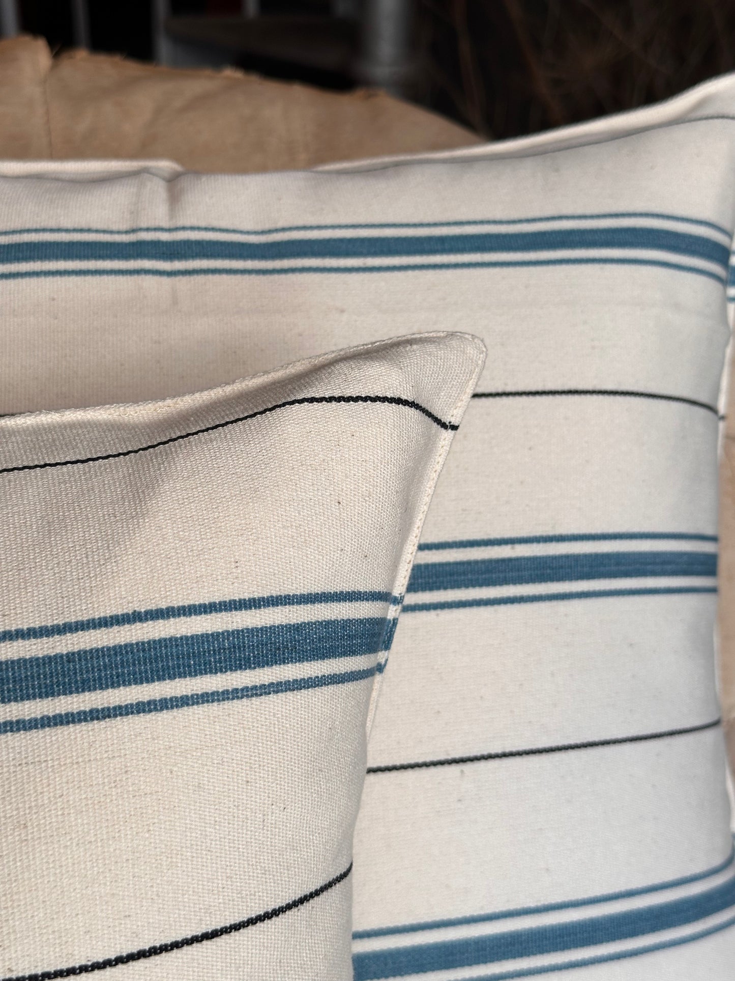 Tensira Deep Turquoise Stripe Cushion 100% Cotton - 50X50