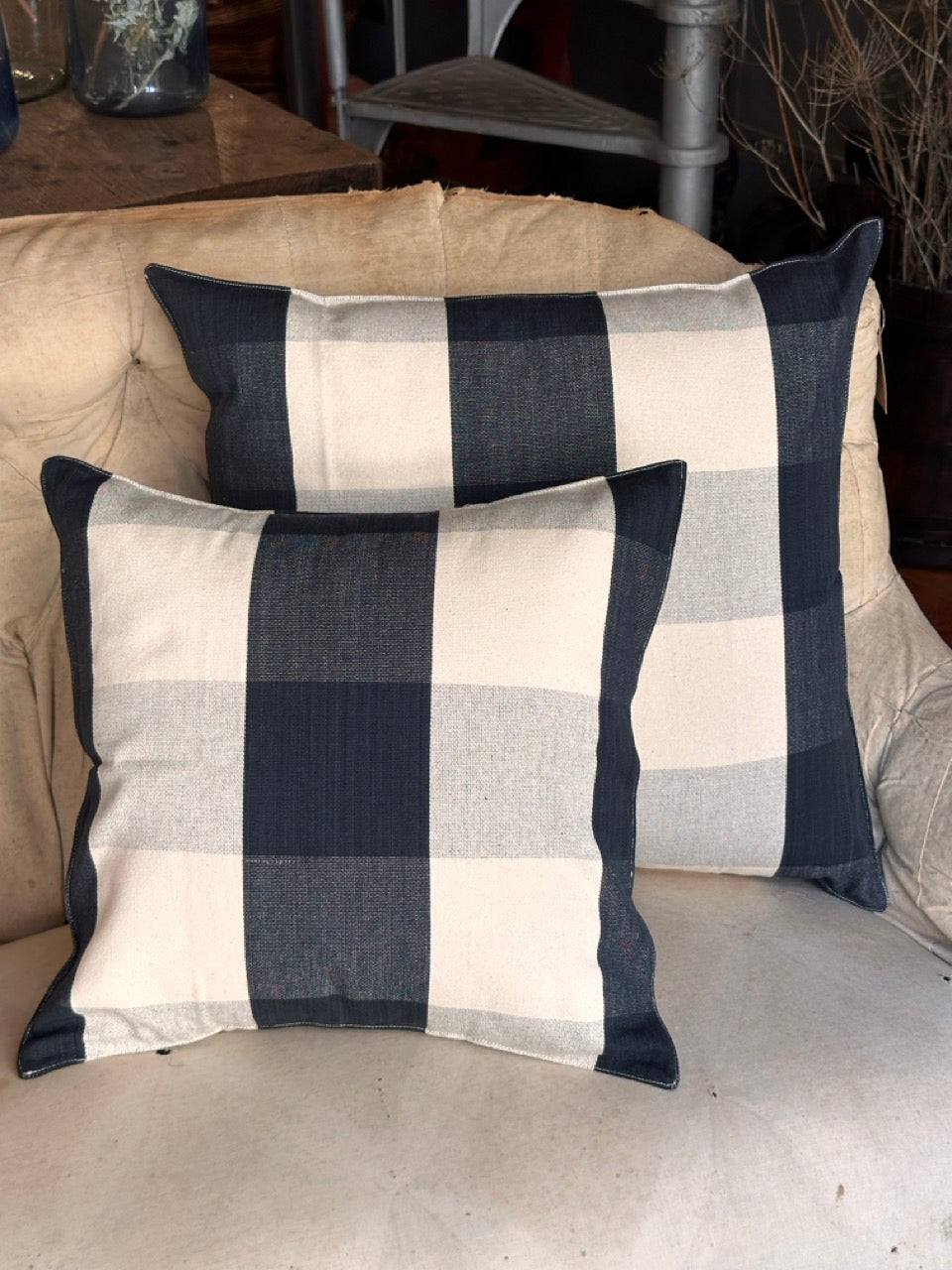 Tensira Black Check Cushion 100% Cotton - 50X50