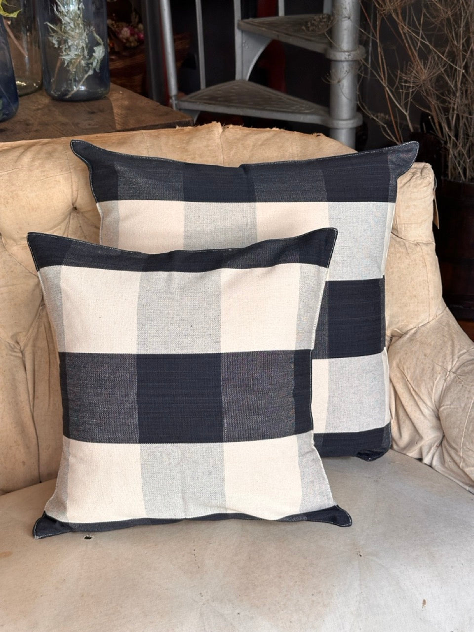 Tensira Black Check Cushion 100% Cotton - 50X50