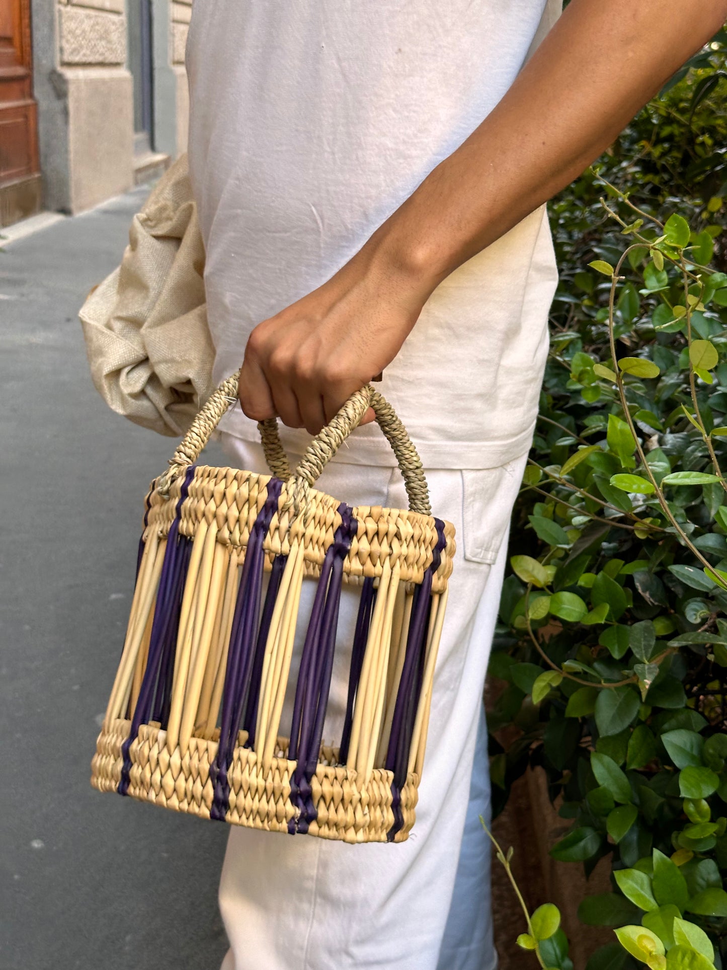 Round Handmade Basket - Deep Blue