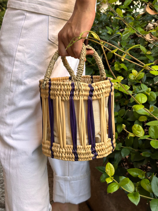 Round Handmade Basket - Deep Blue