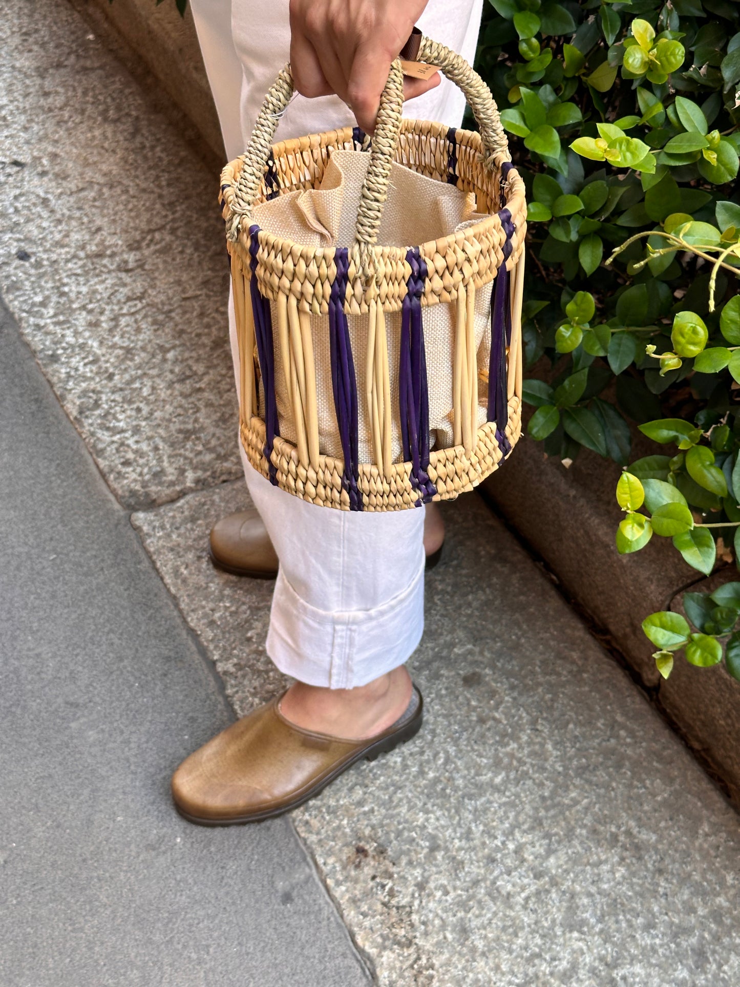 Round Handmade Basket - Deep Blue