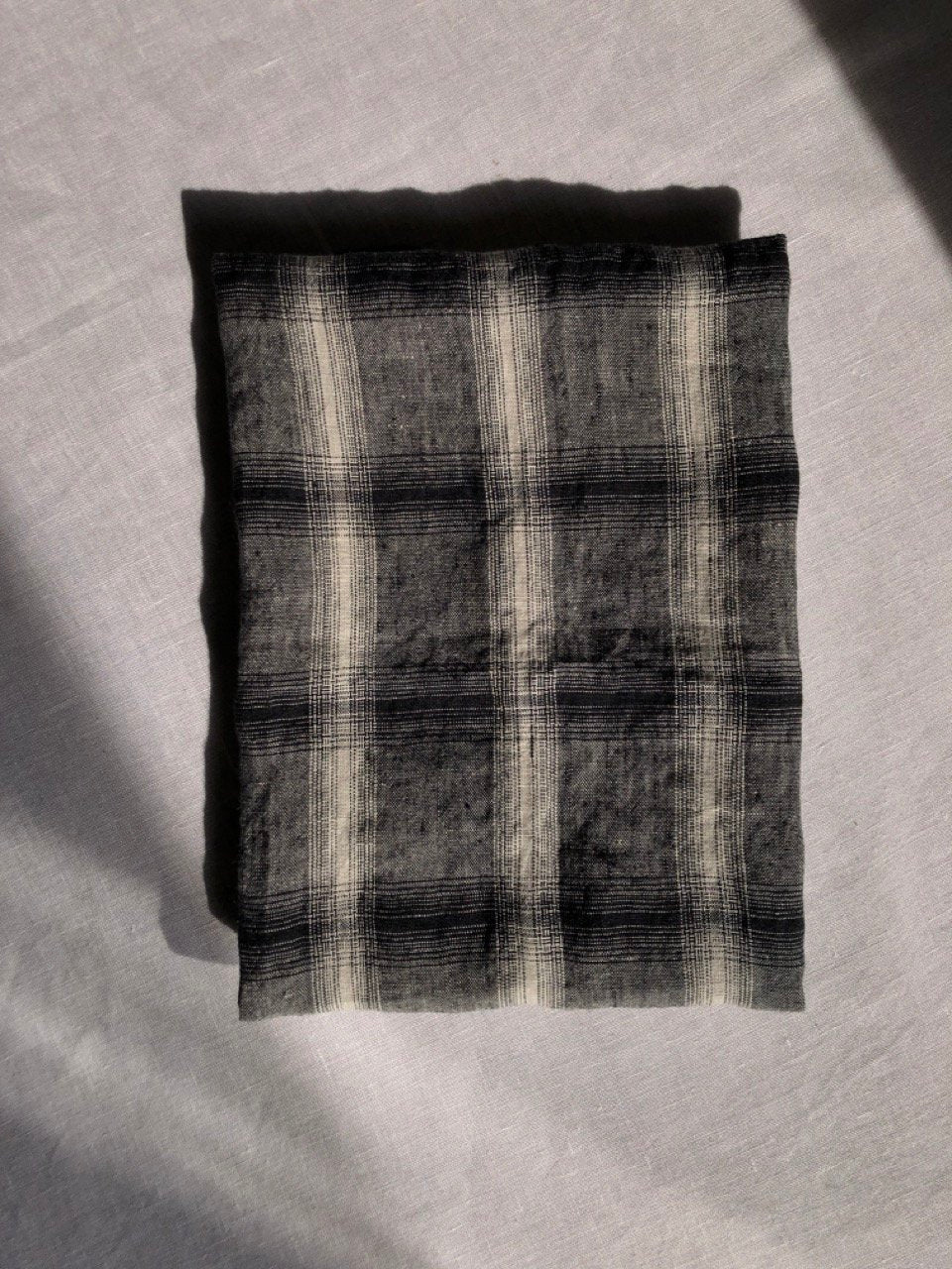 Check Linen Tea Towel - Moon