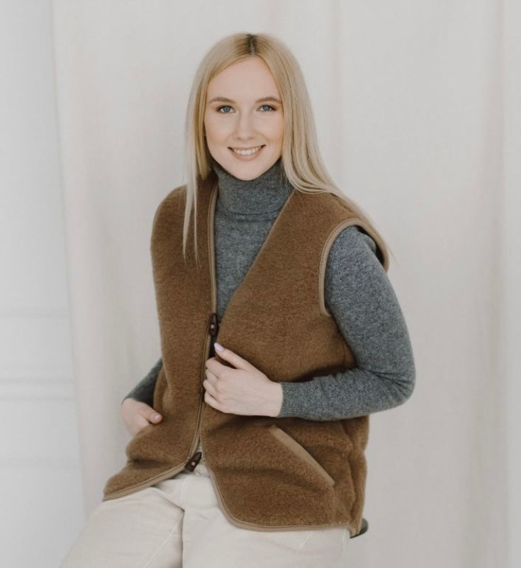 Shearling Gilet Unisex - Cammello