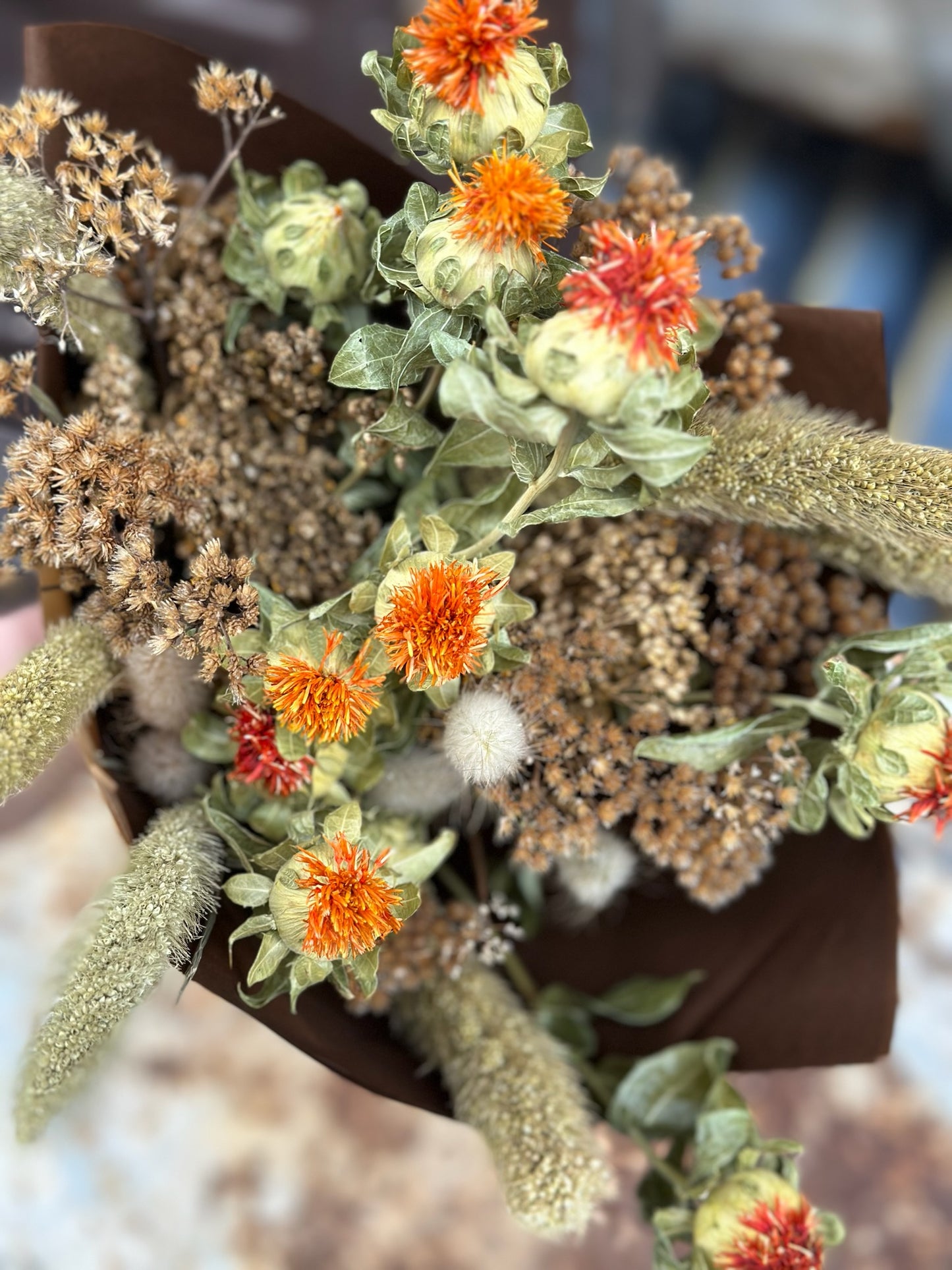 V.VM Dried Flower Bouquet - Orange Flowers