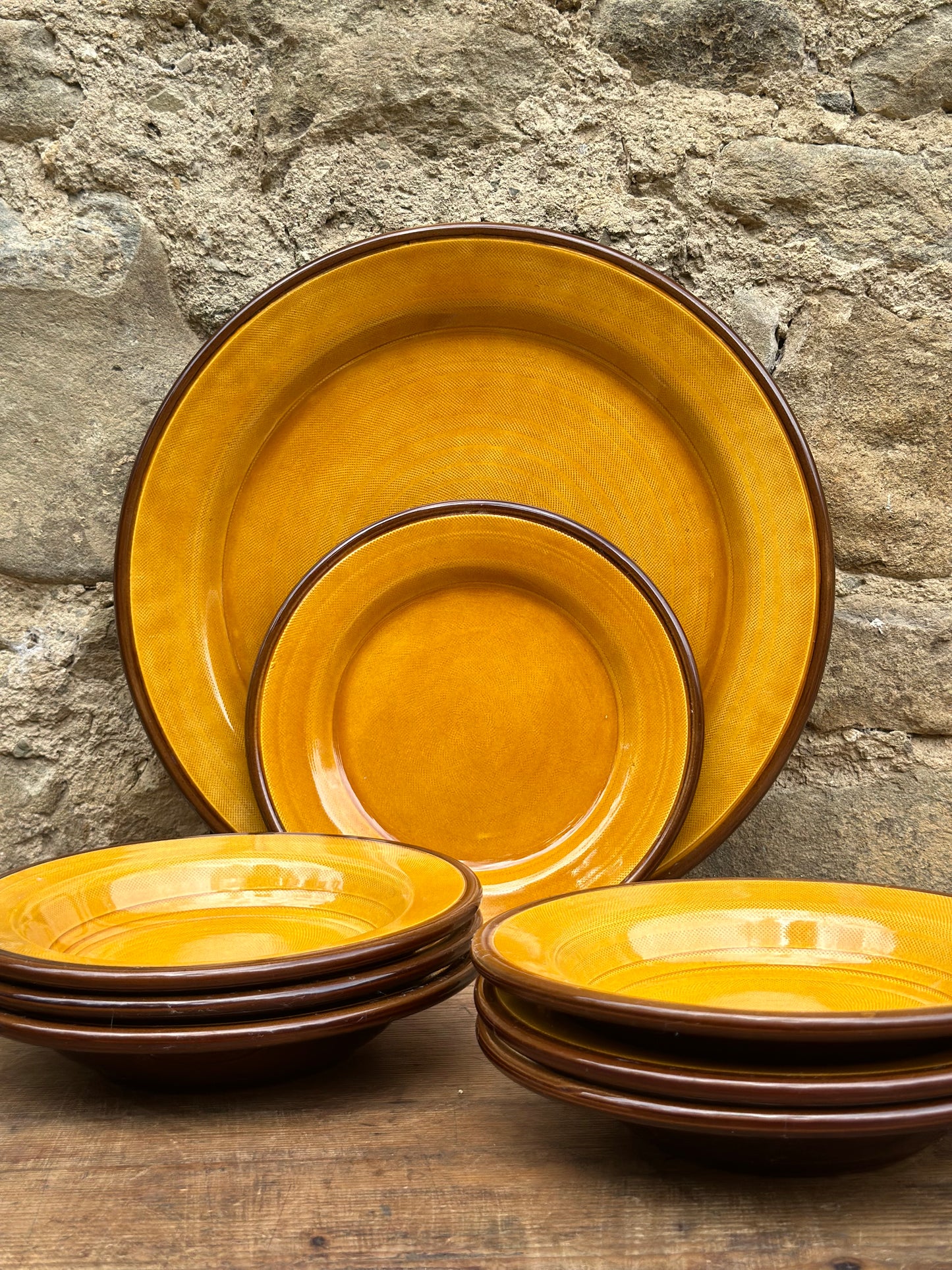 Antique Ceramic Set - Mustard Yellow