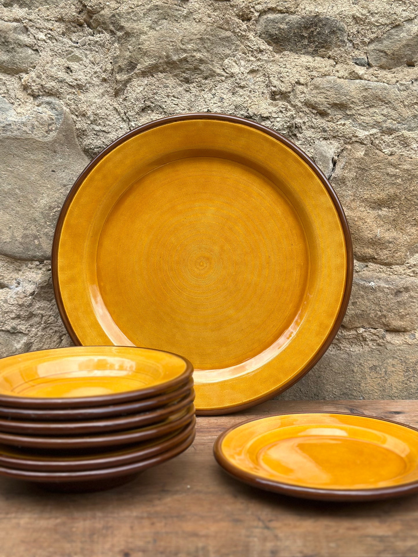 Antique Ceramic Set - Mustard Yellow