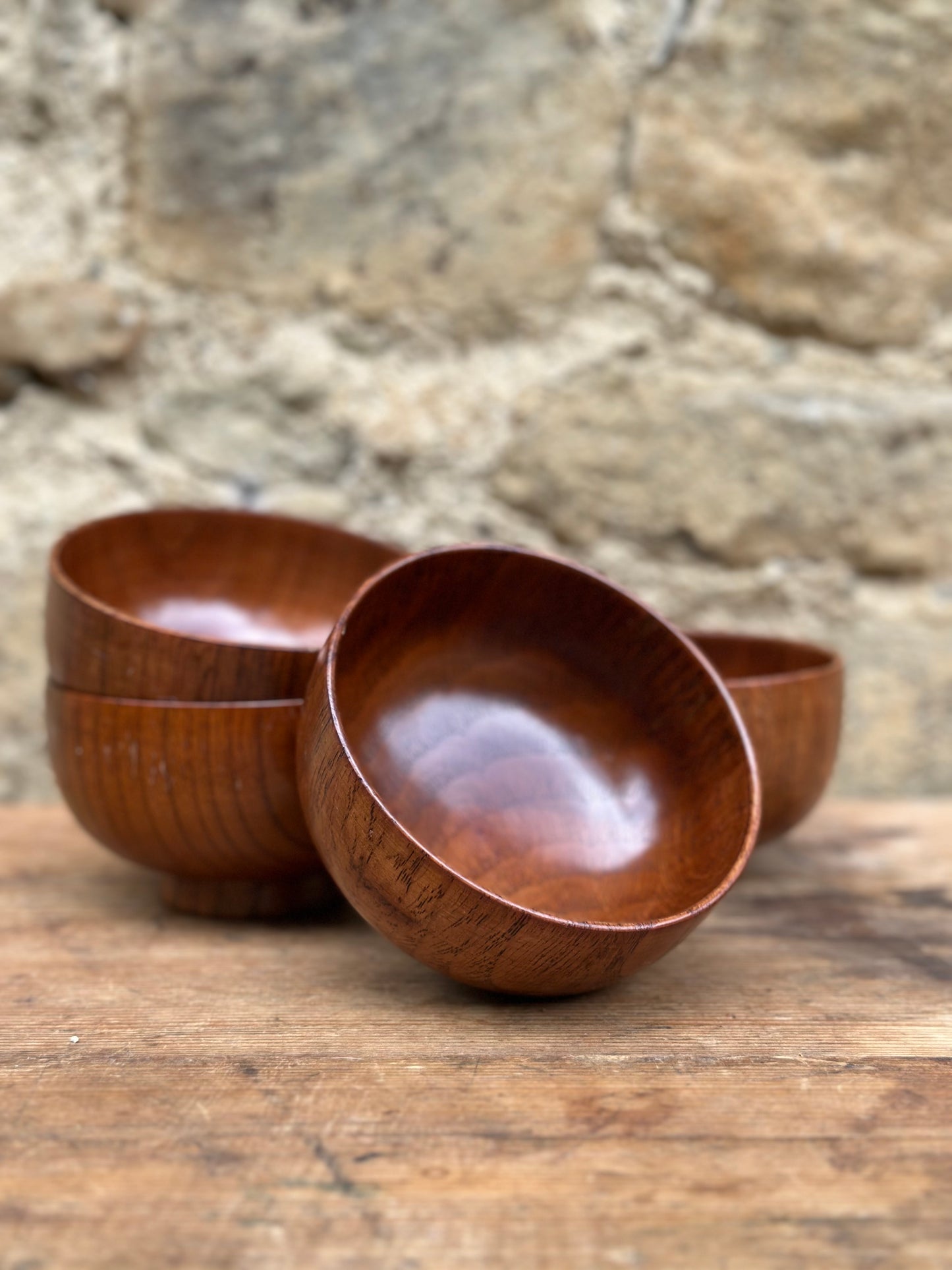 Set of 4 Wooden Bowls