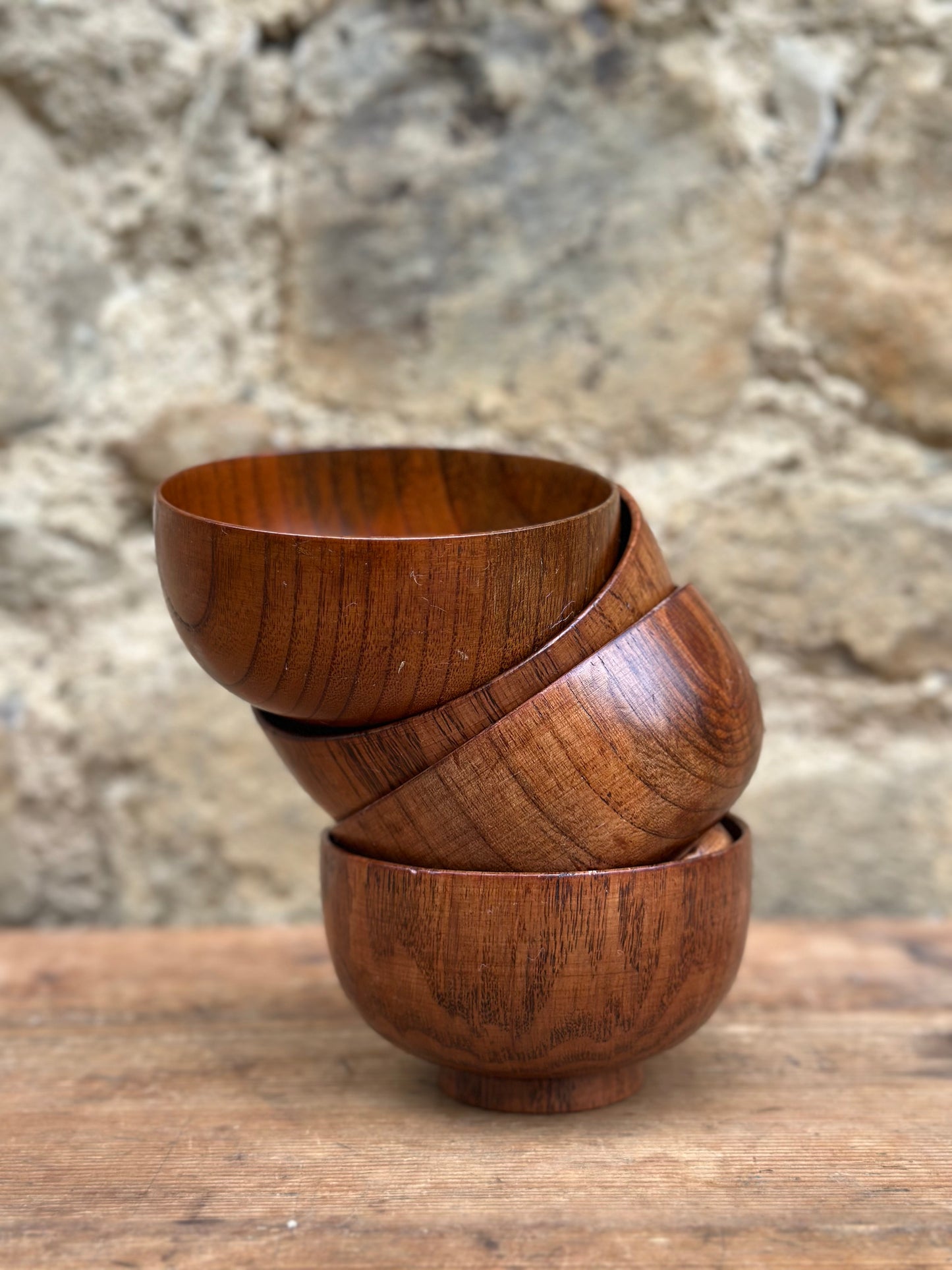 Set of 4 Wooden Bowls