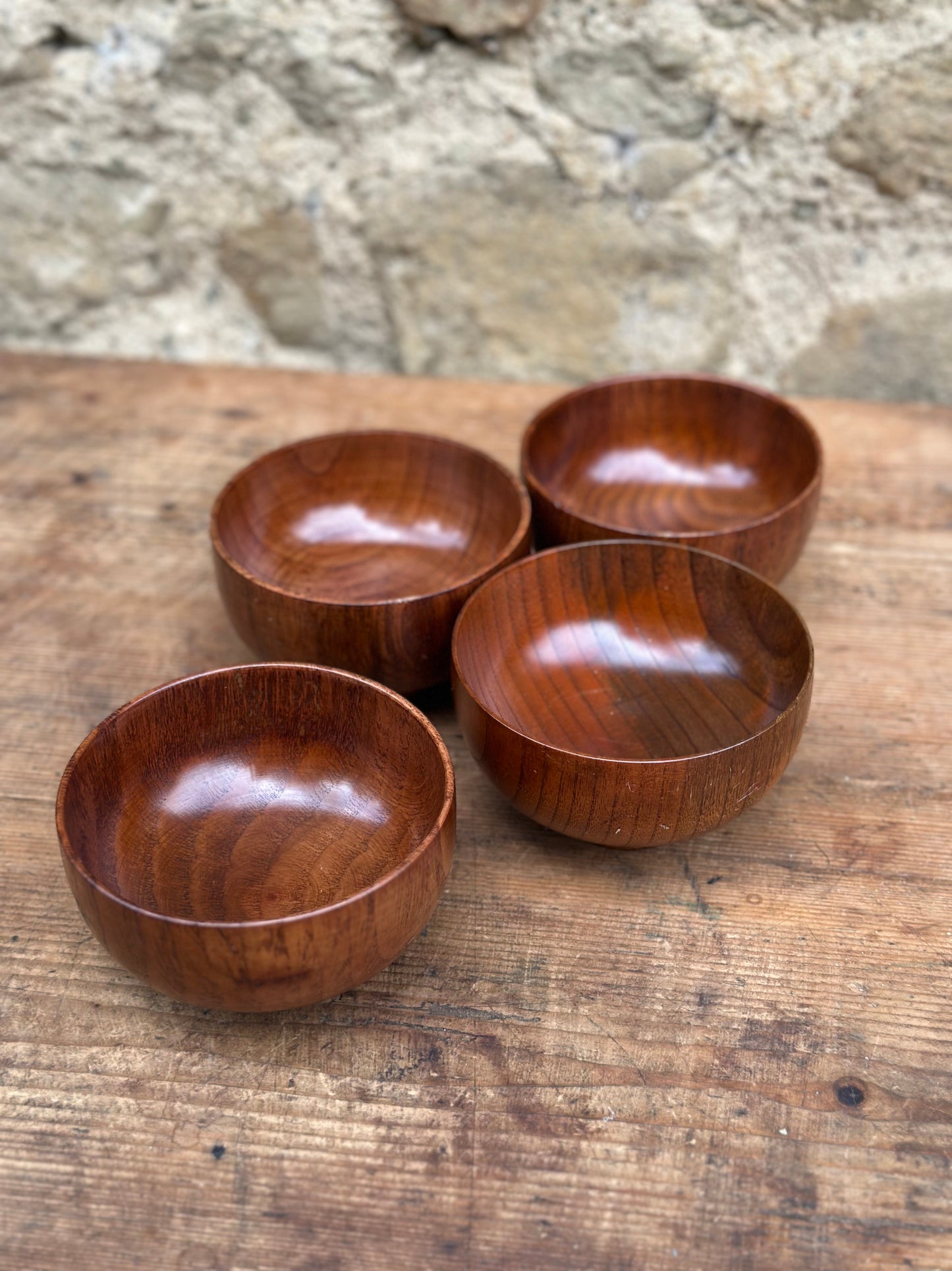 Set of 4 Wooden Bowls