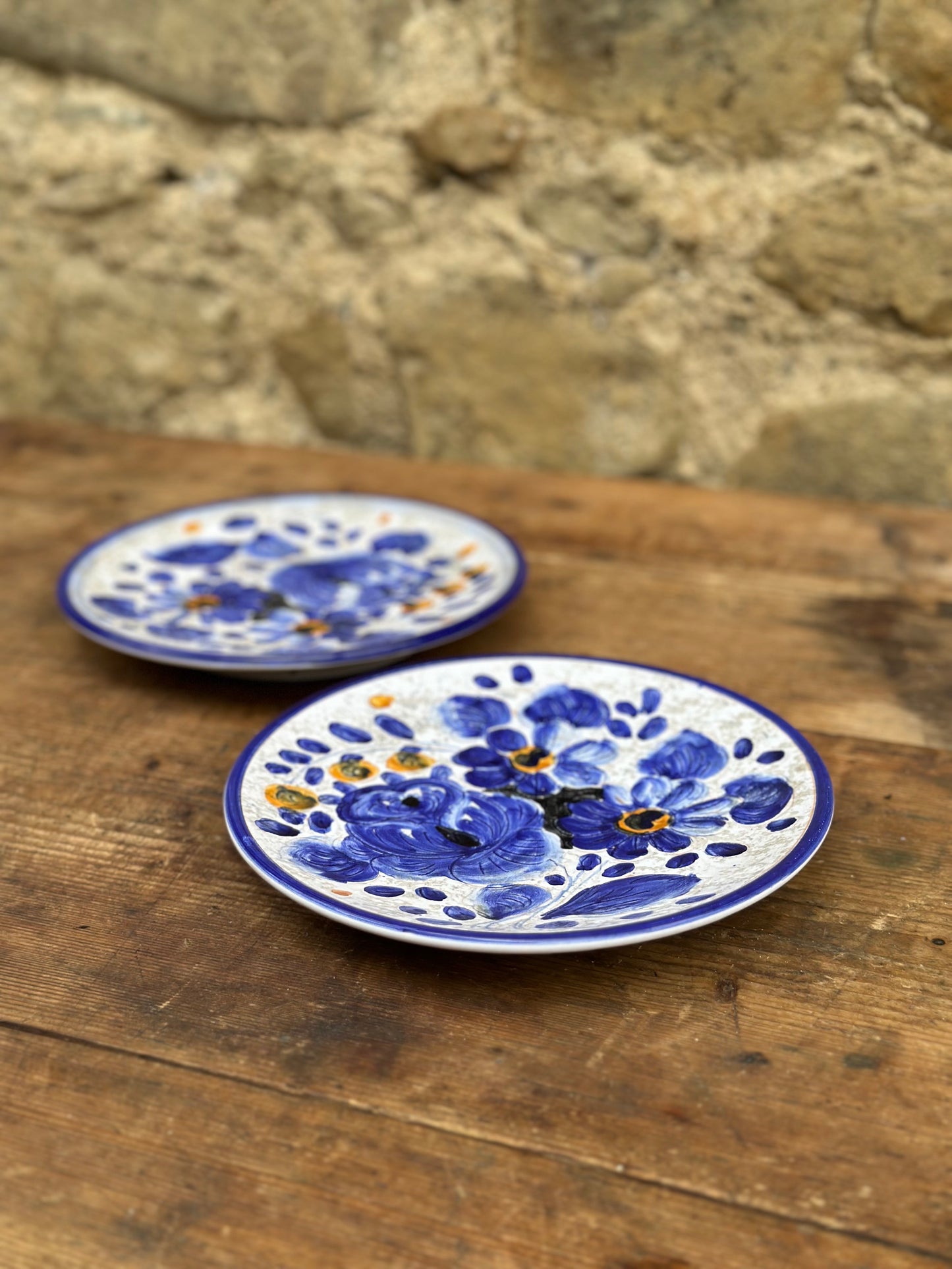 Hand Painted Ceramic Plates - Set of 2