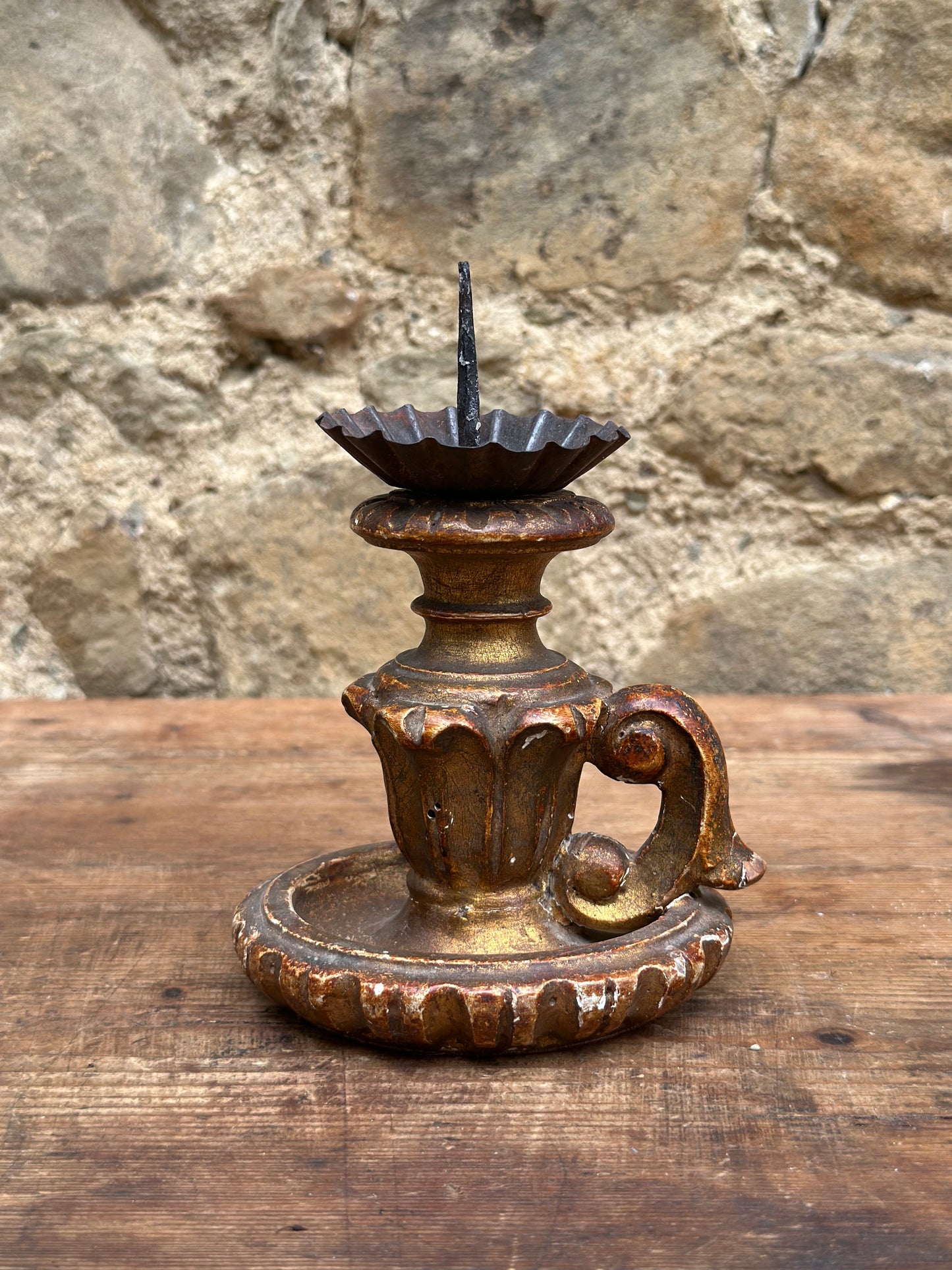 Antique Wooden Candle Holder