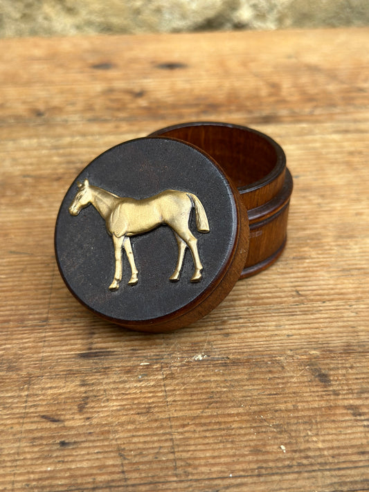 Antique Carved Wood Box With Horse