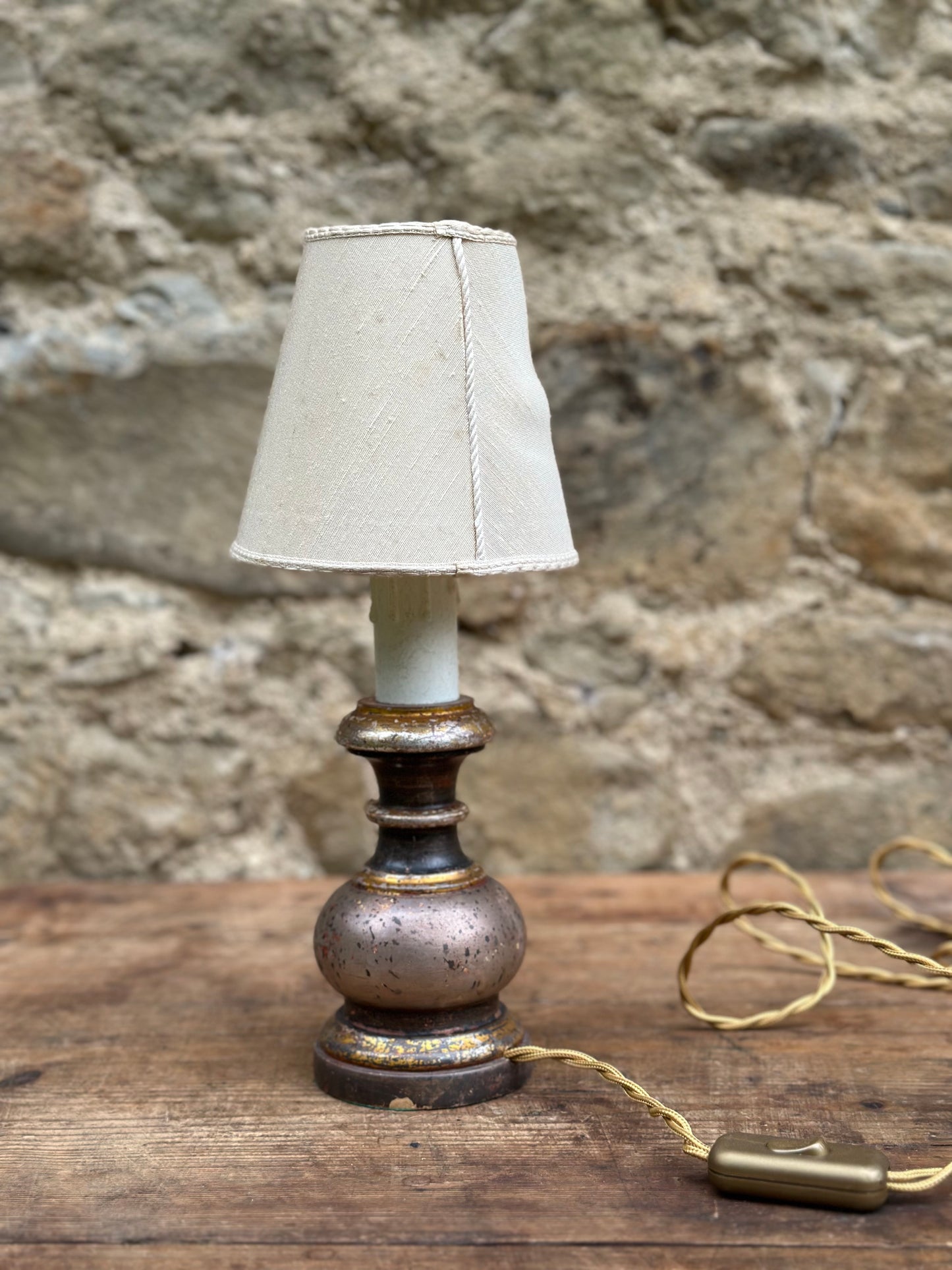 Antique Painted Wood Lamp