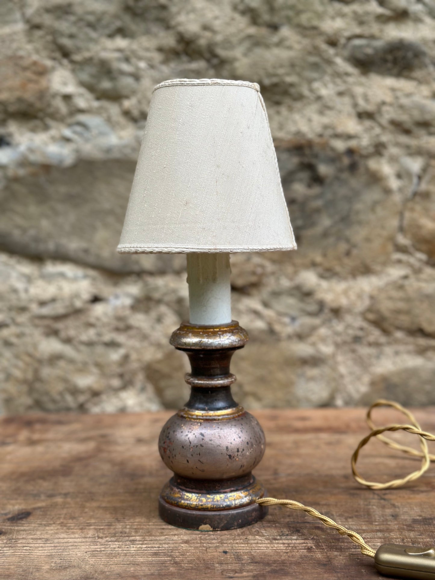 Antique Painted Wood Lamp