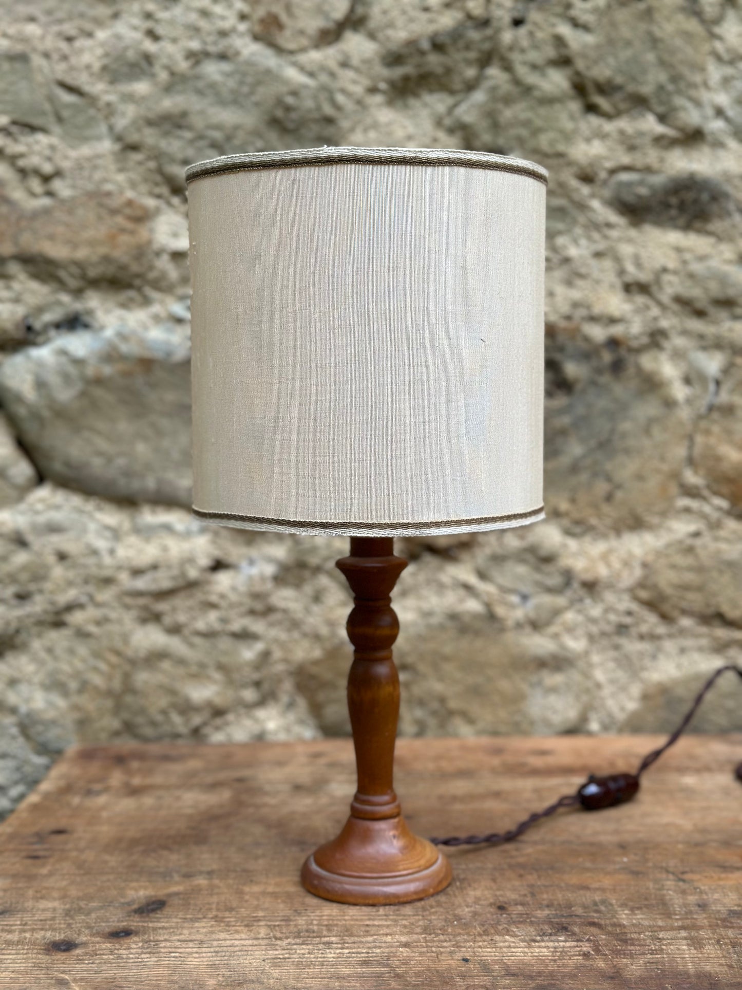 Antique Wood Lamp With Shade