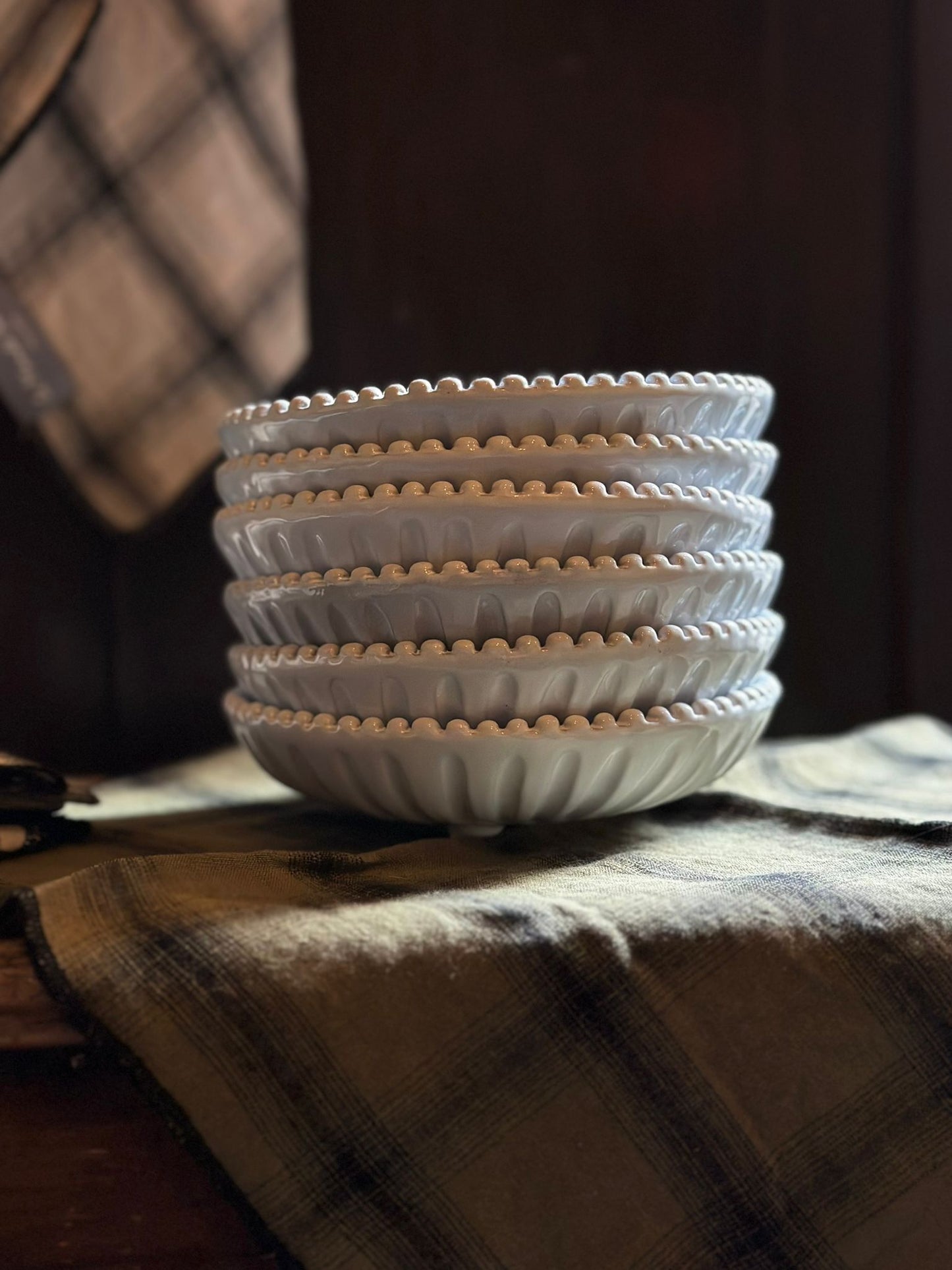 Ceramic Stripes & Dots Footed Bowl