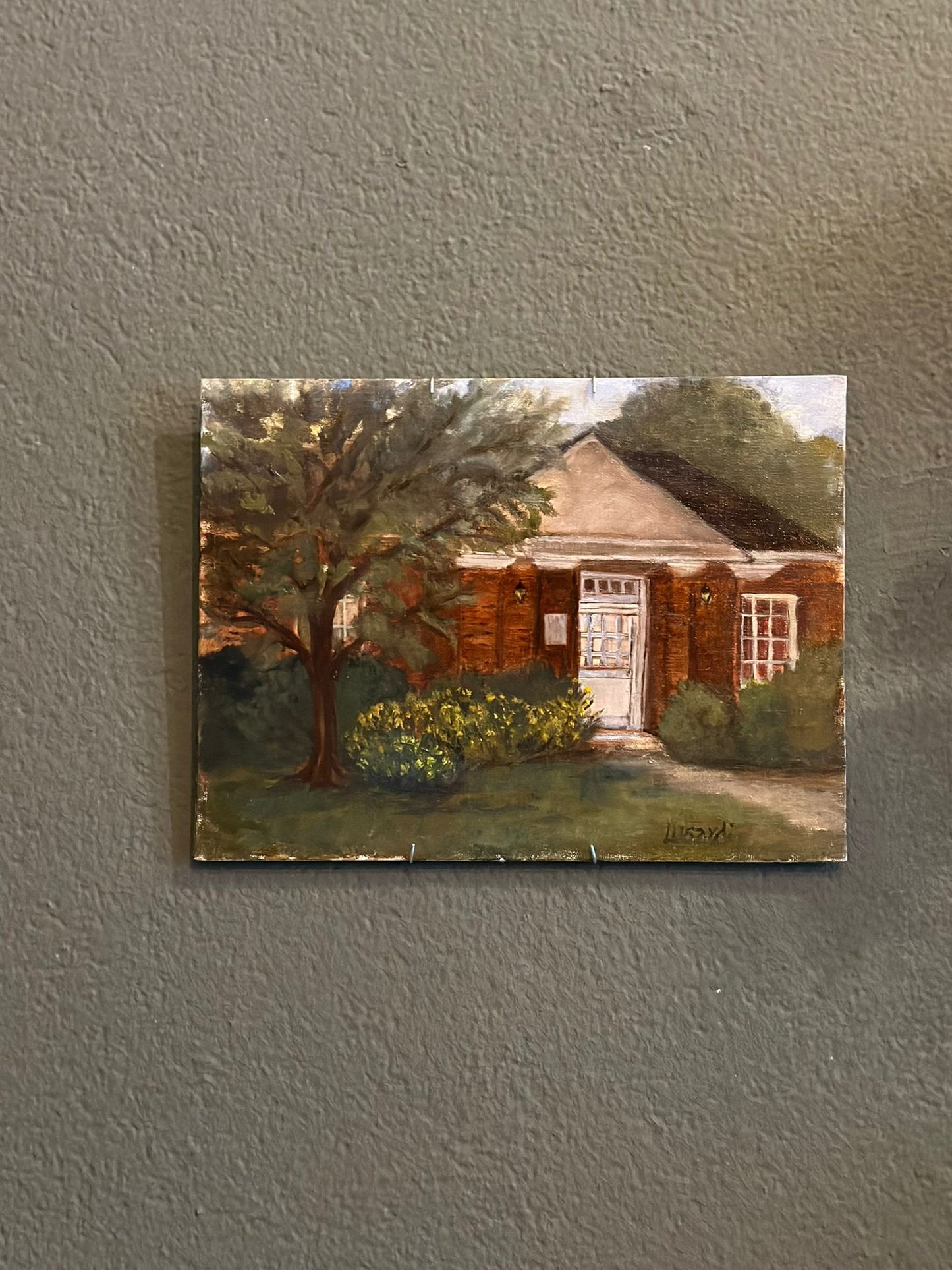 Small Town Library Oil Painting