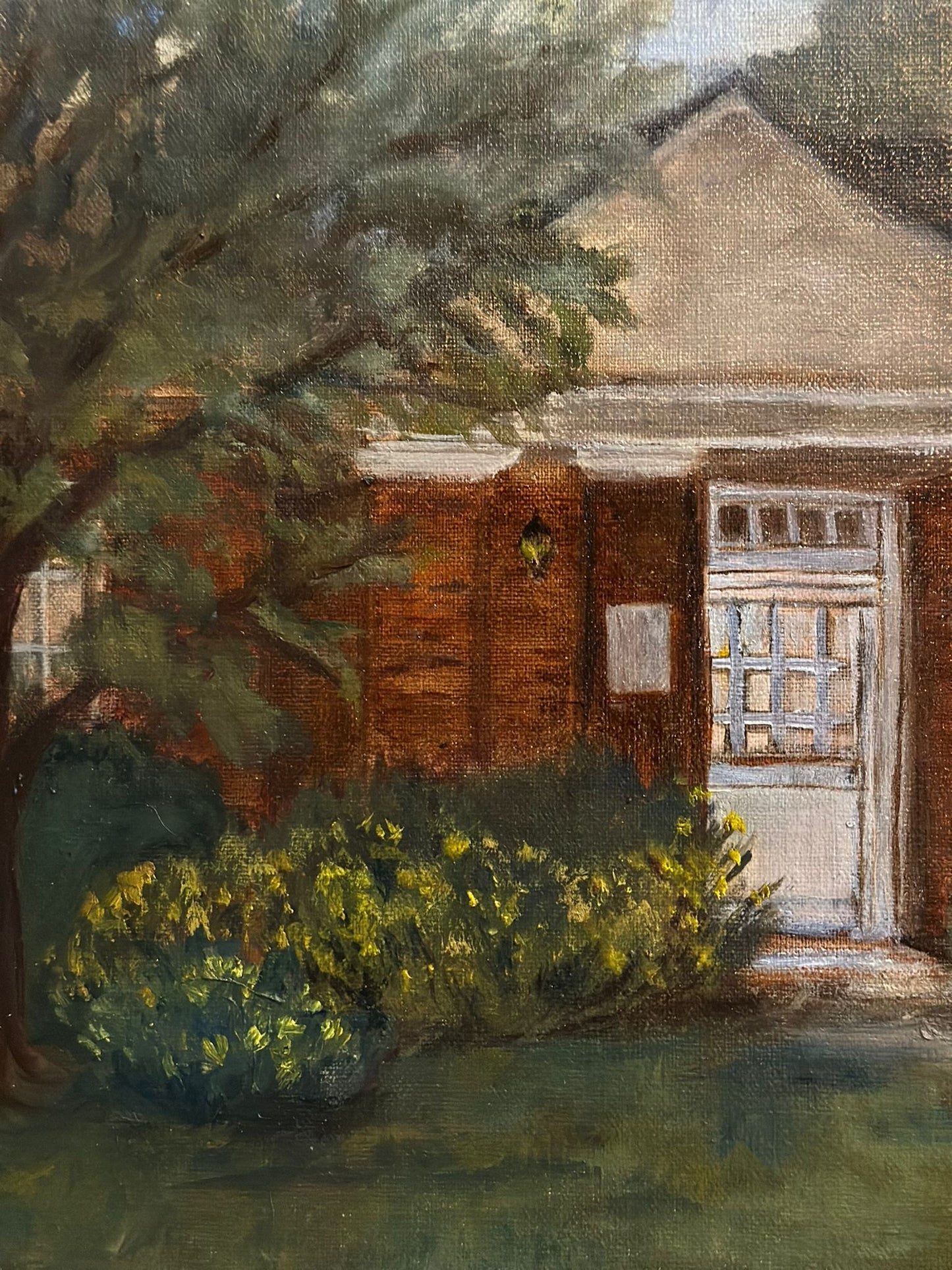 Small Town Library Oil Painting